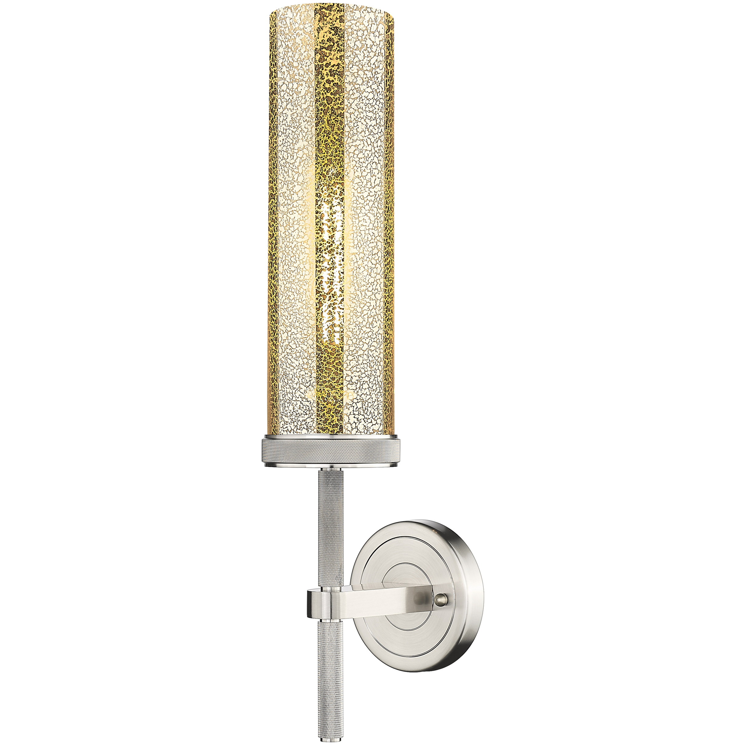 Lincoln Sconce Wall Light in Satin Nickel, Mercury Glass