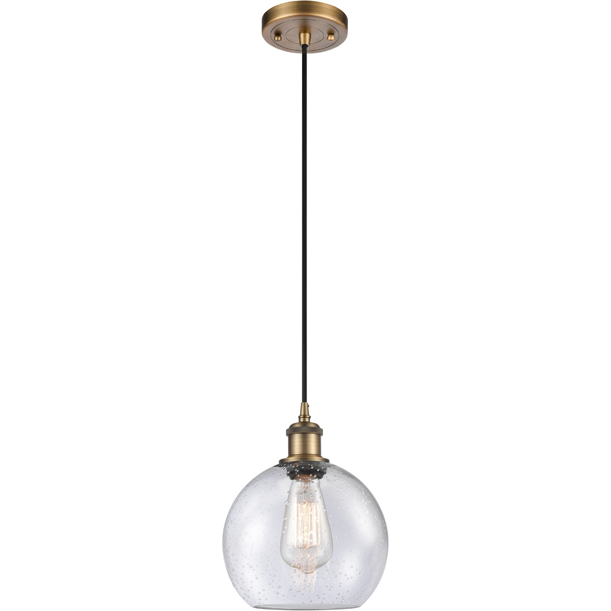 Ballston Athens 1 Light 8 inch Brushed Brass Mini Pendant Ceiling Light in Seedy Glass, Ballston