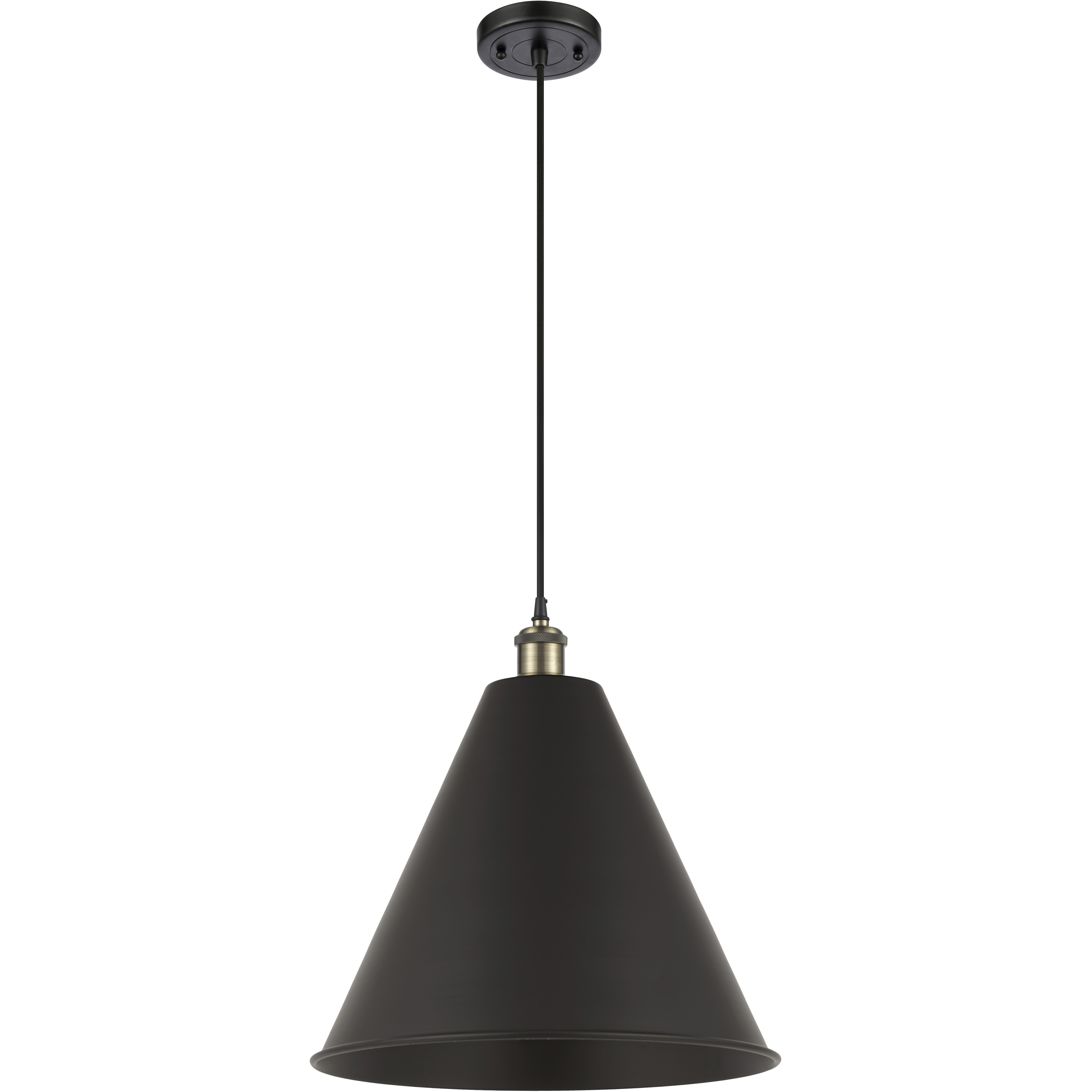 Ballston Cone LED 16 inch Black Antique Brass Mini Pendant Ceiling Light