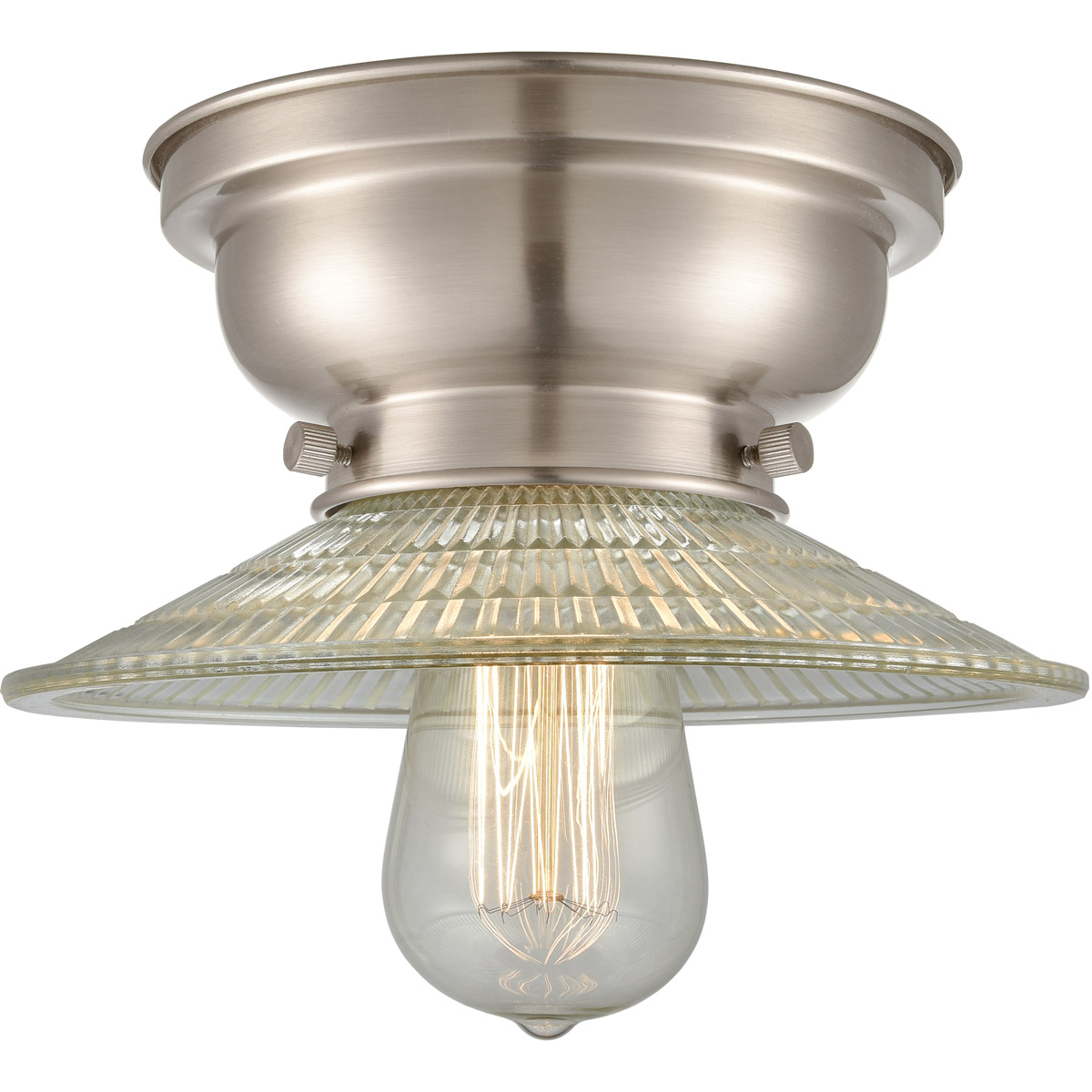 Aditi Halophane 1 Light 9 inch Antique Brass Flush Mount Ceiling Light in Incandescent, Clear Halophane Glass, Aditi