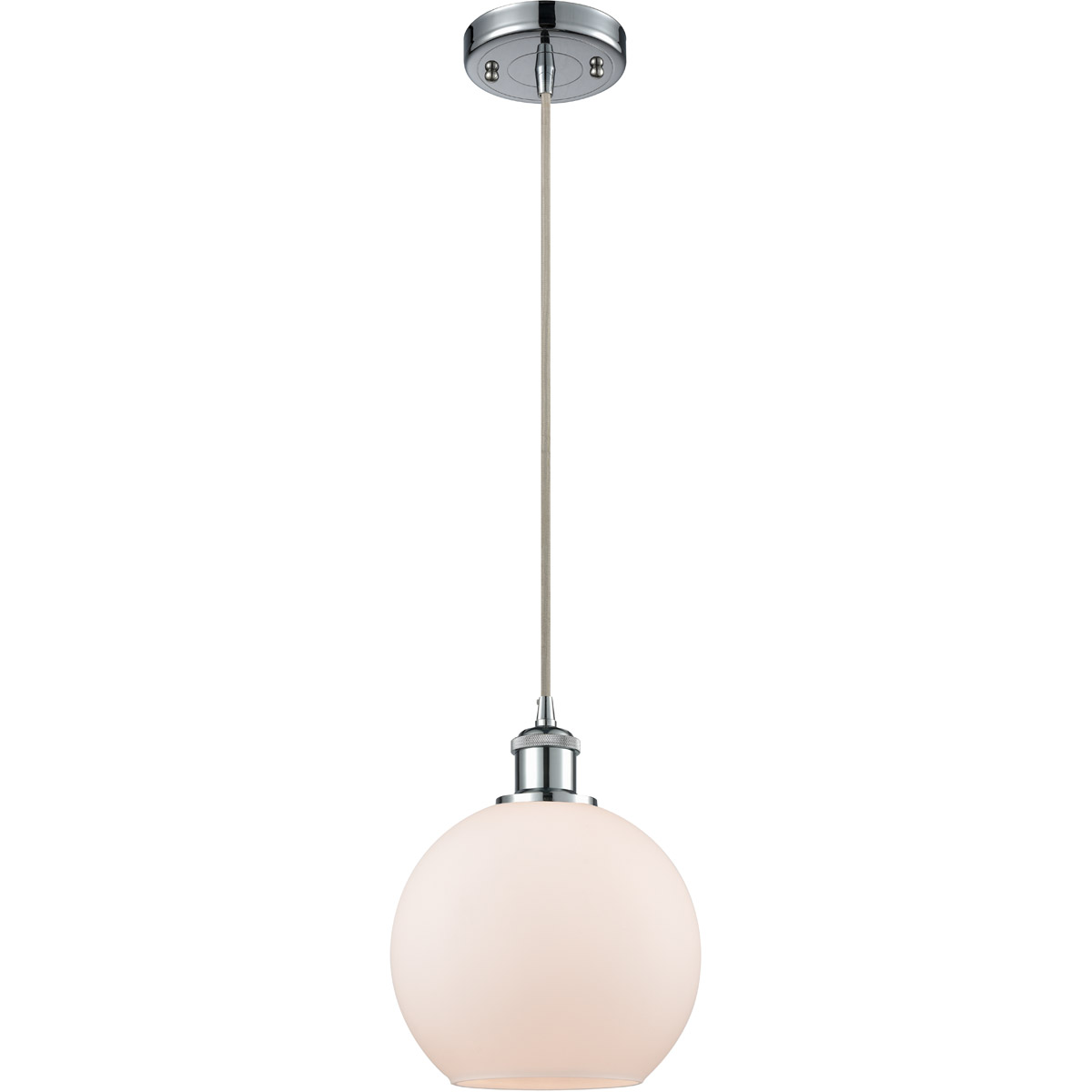 Ballston Athens 1 Light 8 inch Polished Chrome Mini Pendant Ceiling Light in Matte White Glass, Ballston