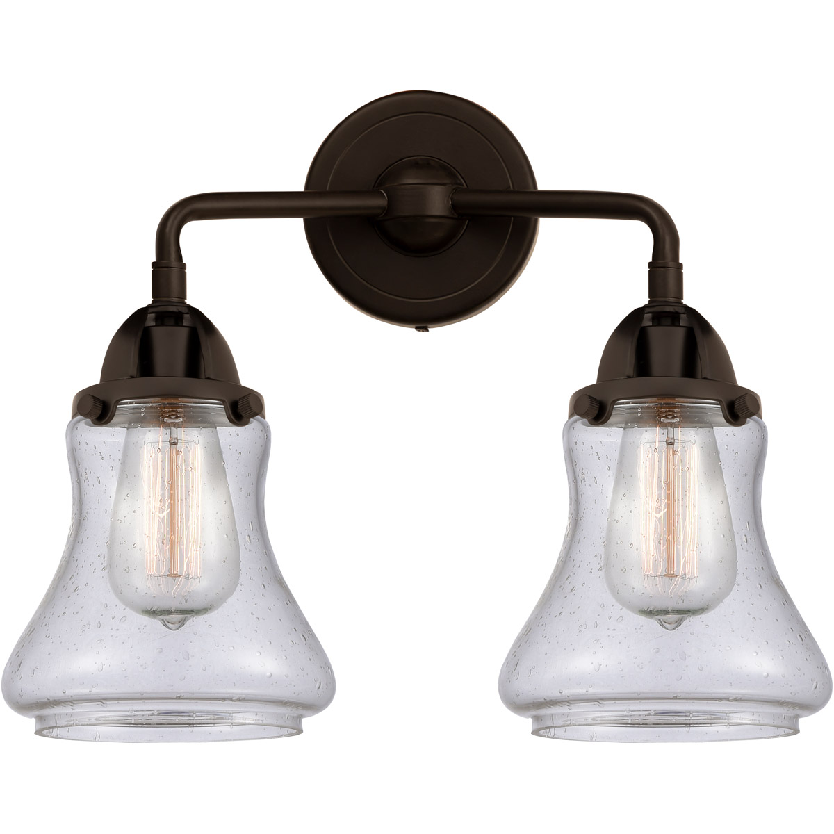 Nouveau 2 Bellmont LED 14 inch Oil Rubbed Bronze Bath Vanity Light Wall Light in Seedy Glass