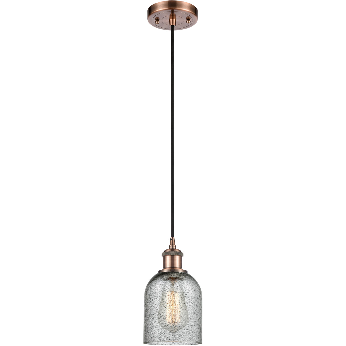 Ballston Caledonia 1 Light 5 inch Antique Copper Mini Pendant Ceiling Light in Charcoal Glass, Ballston