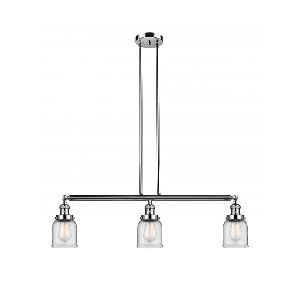 Franklin Restoration Small Bell 3 Light 38 inch Polished Nickel Island Light Ceiling Light in Clear Glass, Franklin Restoration