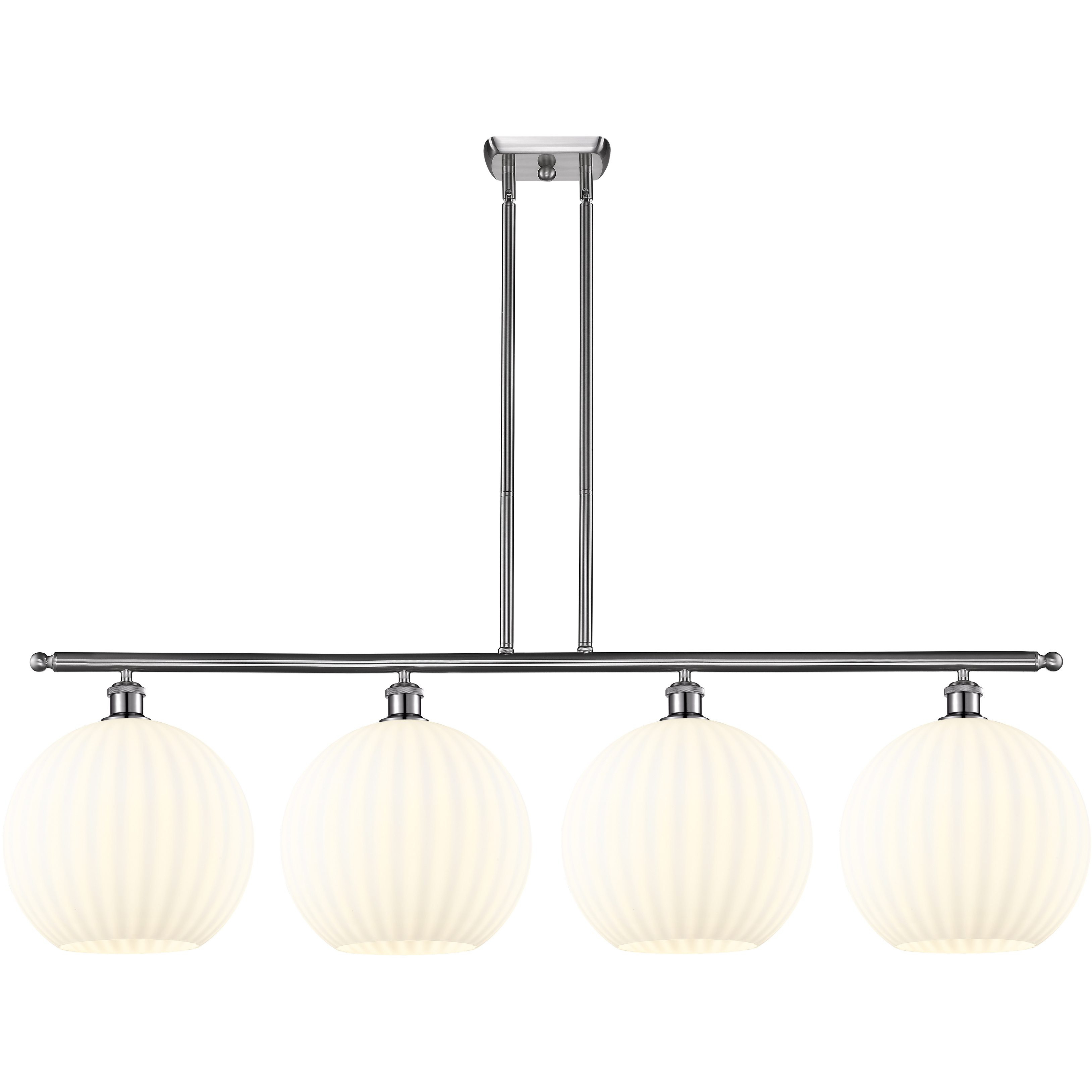 Ballston White Venetian 4 Light 50.25 inch Brushed Satin Nickel Stem Hung Island Light Ceiling Light