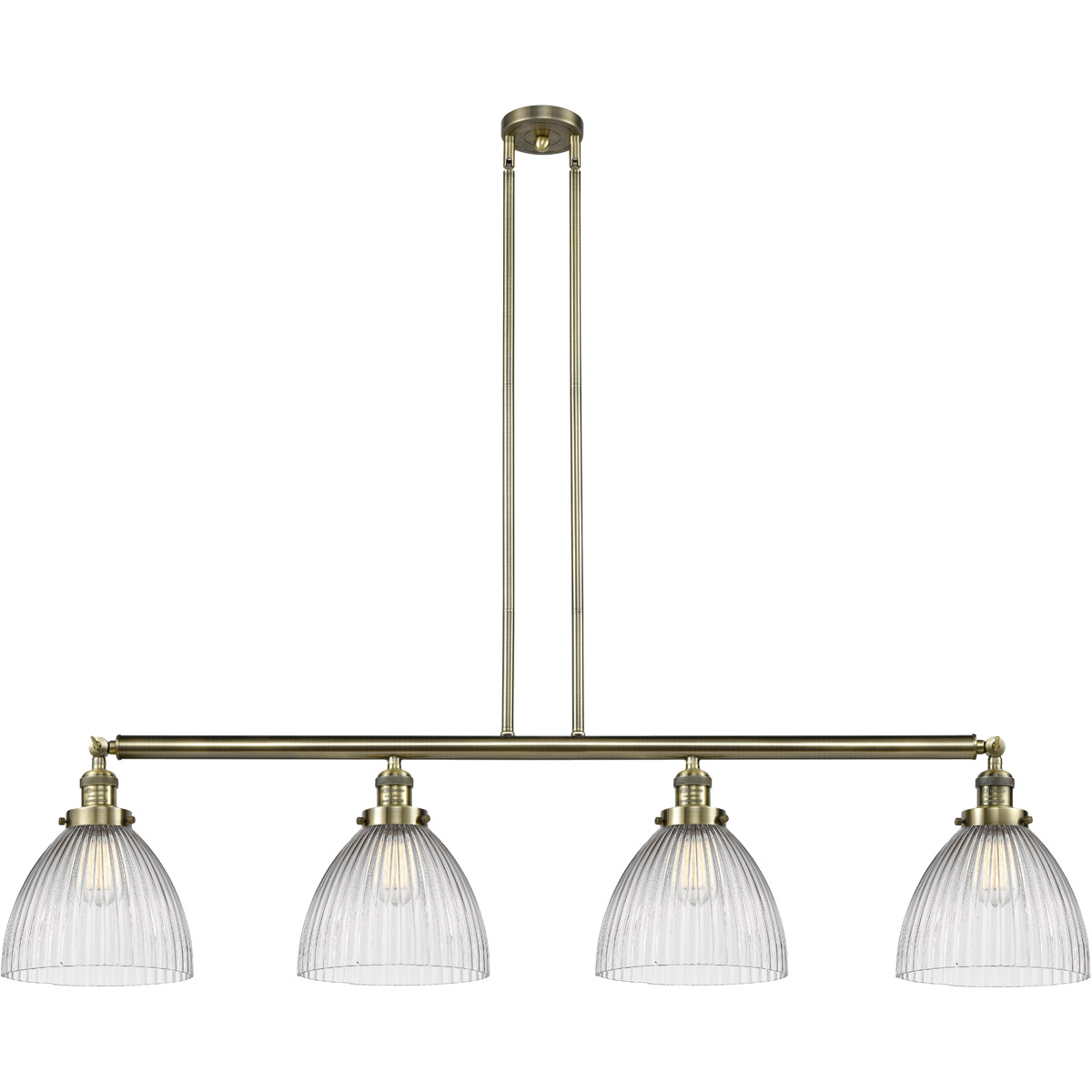 Franklin Restoration Seneca Falls 4 Light 51 inch Antique Brass Island Light Ceiling Light, Franklin Restoration