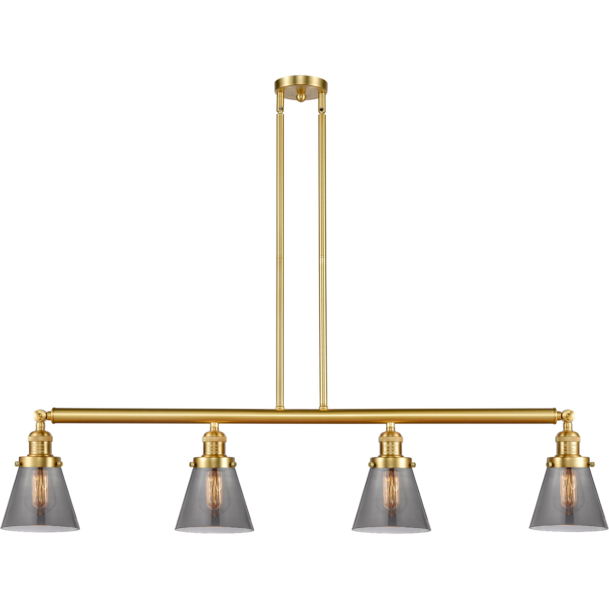 Franklin Restoration Small Cone LED 50.88 inch Satin Gold Island Light Ceiling Light in Plated Smoke Glass, Franklin Restoration