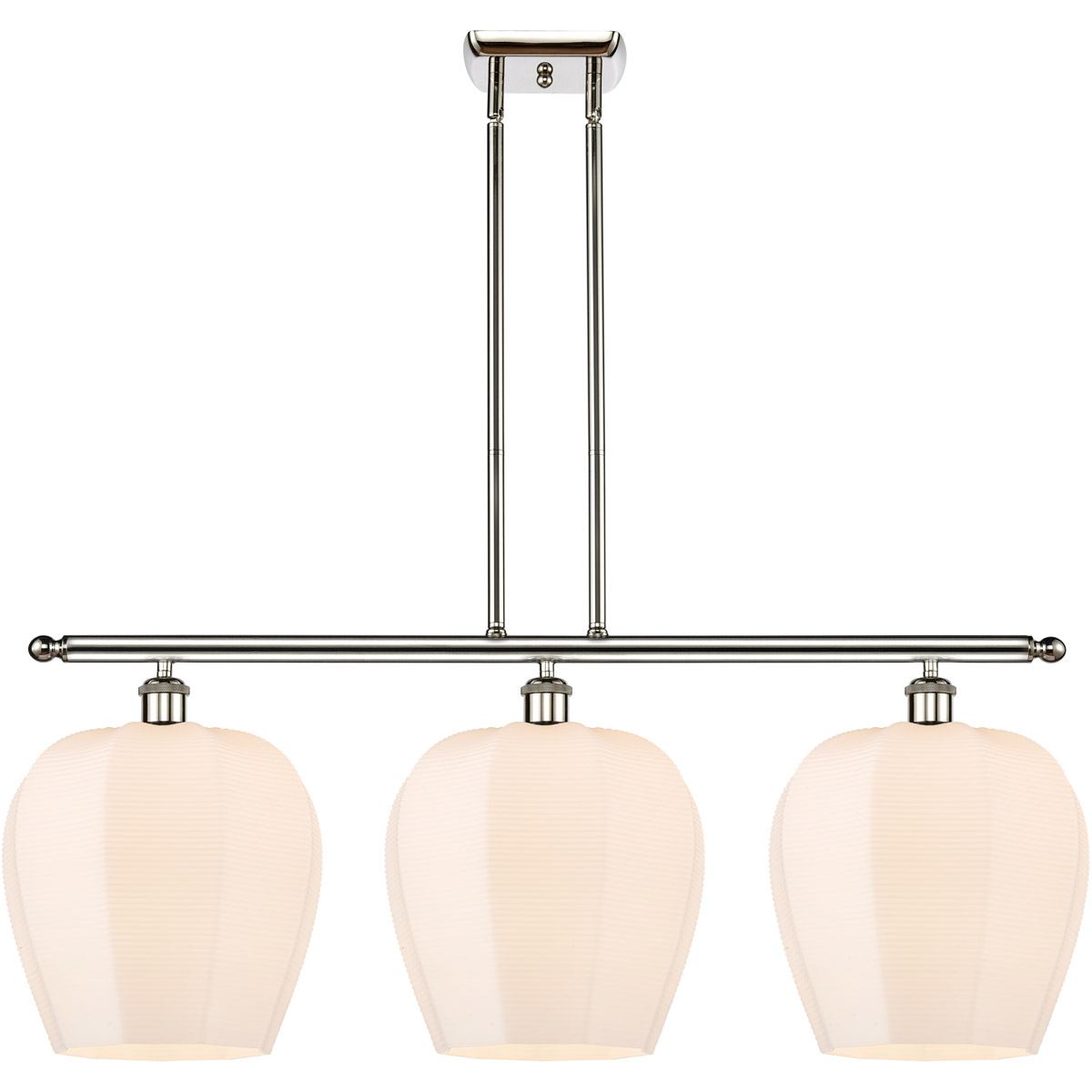 Ballston Norfolk 3 Light 38 inch Polished Nickel Island Light Ceiling Light in Matte White Glass