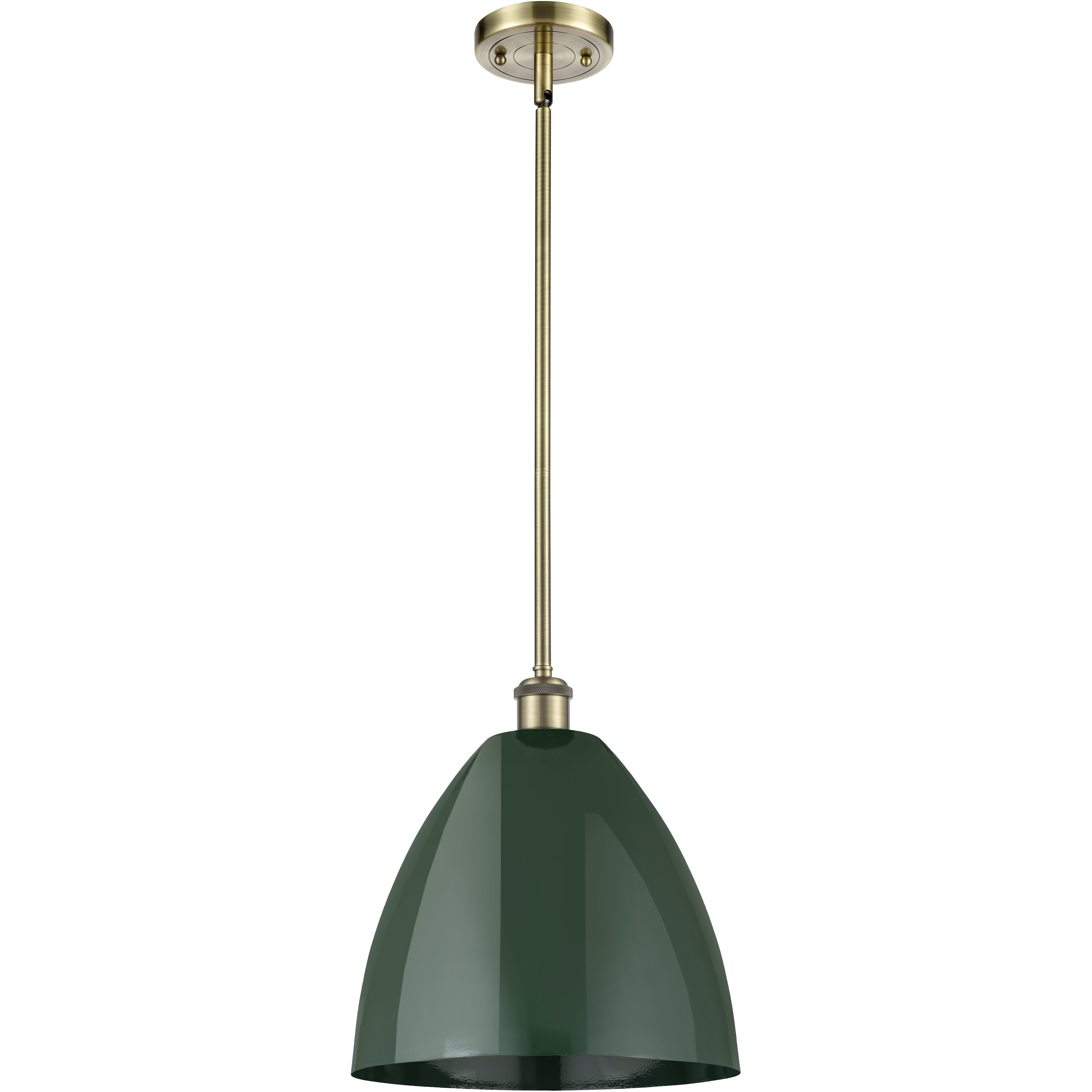 Ballston Plymouth Dome 1 Light 12 inch Antique Brass Pendant Ceiling Light in Matte Green