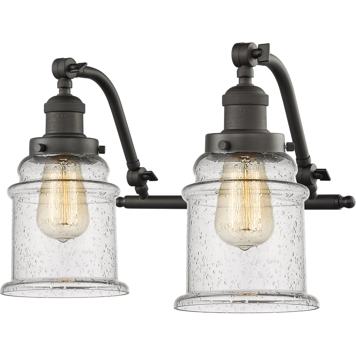 Franklin Restoration Canton 2 Light 18 inch Oil Rubbed Bronze Bath Vanity Light Wall Light in Seedy Glass, Franklin Restoration
