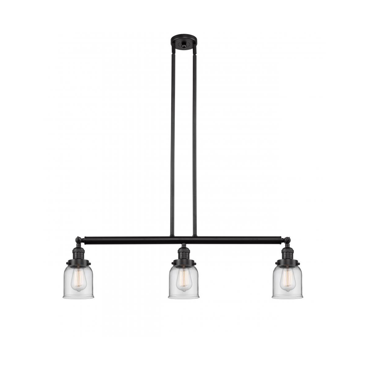 Franklin Restoration Small Bell 3 Light 38 inch Oil Rubbed Bronze Island Light Ceiling Light in Clear Glass, Franklin Restoration
