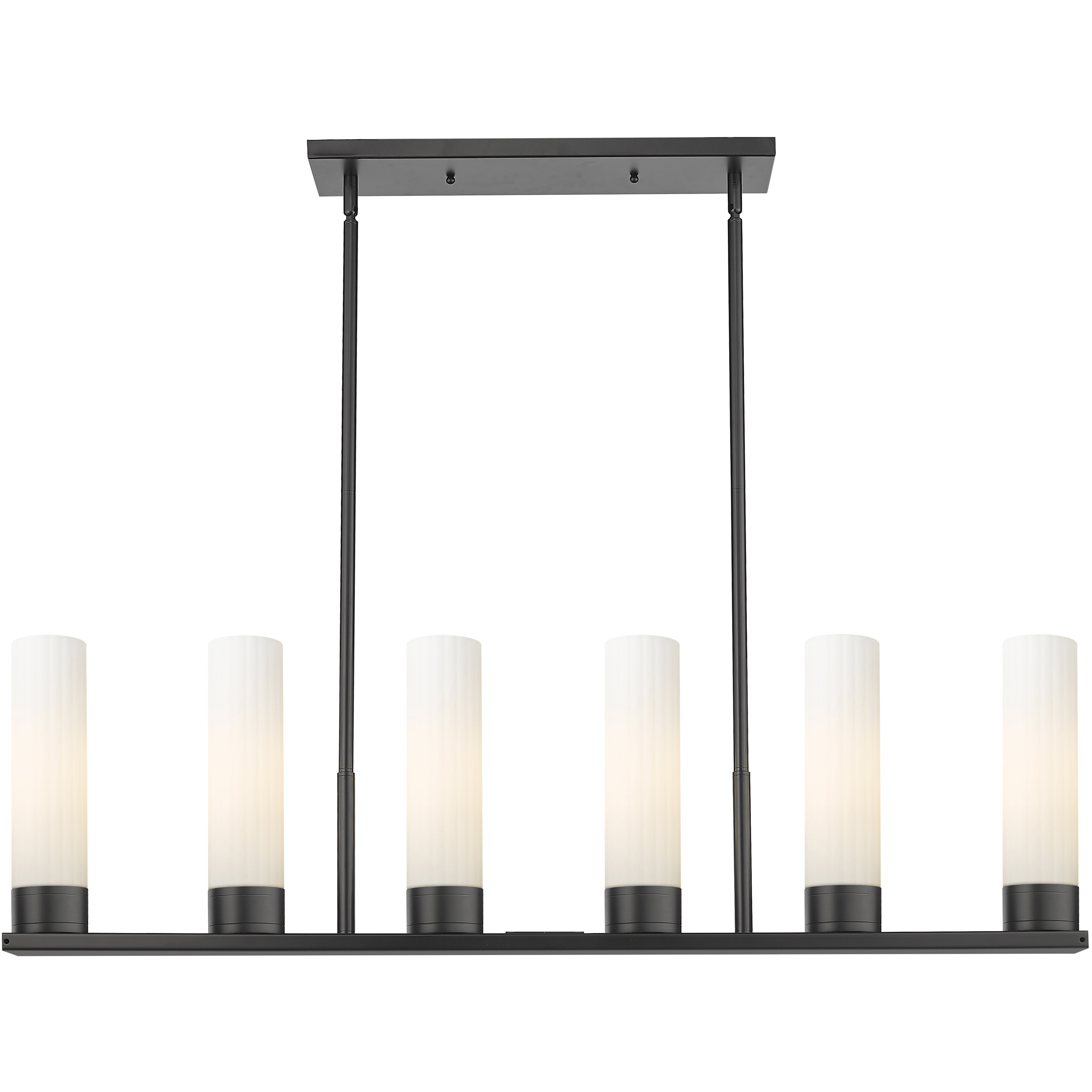 Empire 6 Light 44.25 inch Matte Black Linear Pendant Ceiling Light in Matte White Glass