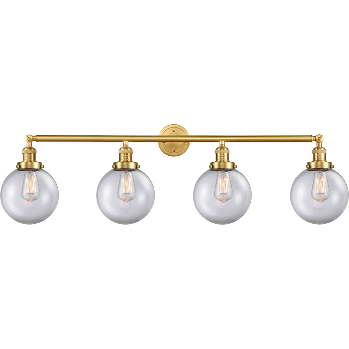 Franklin Restoration Large Beacon LED 44 inch Satin Gold Bath Vanity Light Wall Light in Clear Glass, Franklin Restoration