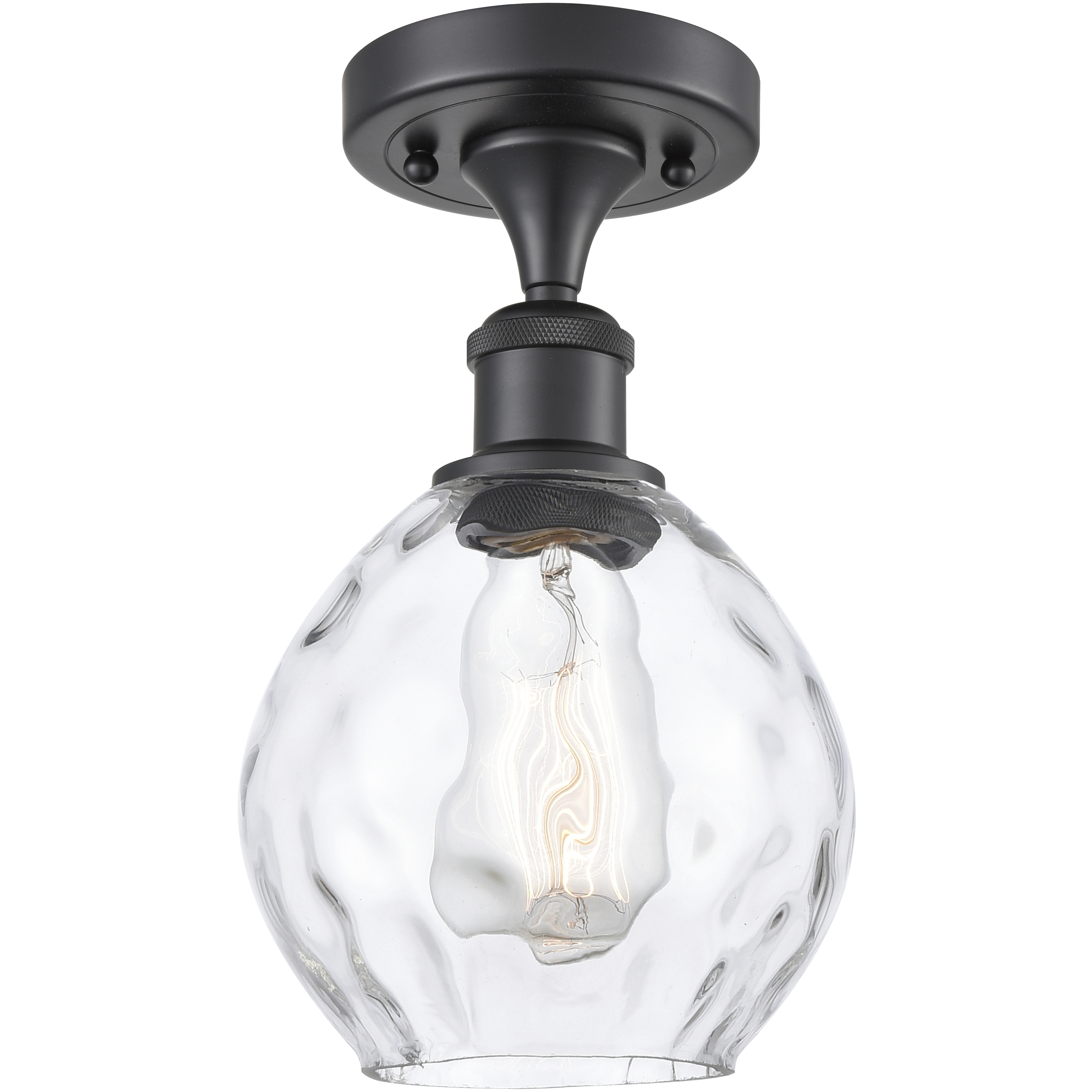 Edison Waverly 1 Light 6 inch Matte Black Semi-Flush Mount Ceiling Light