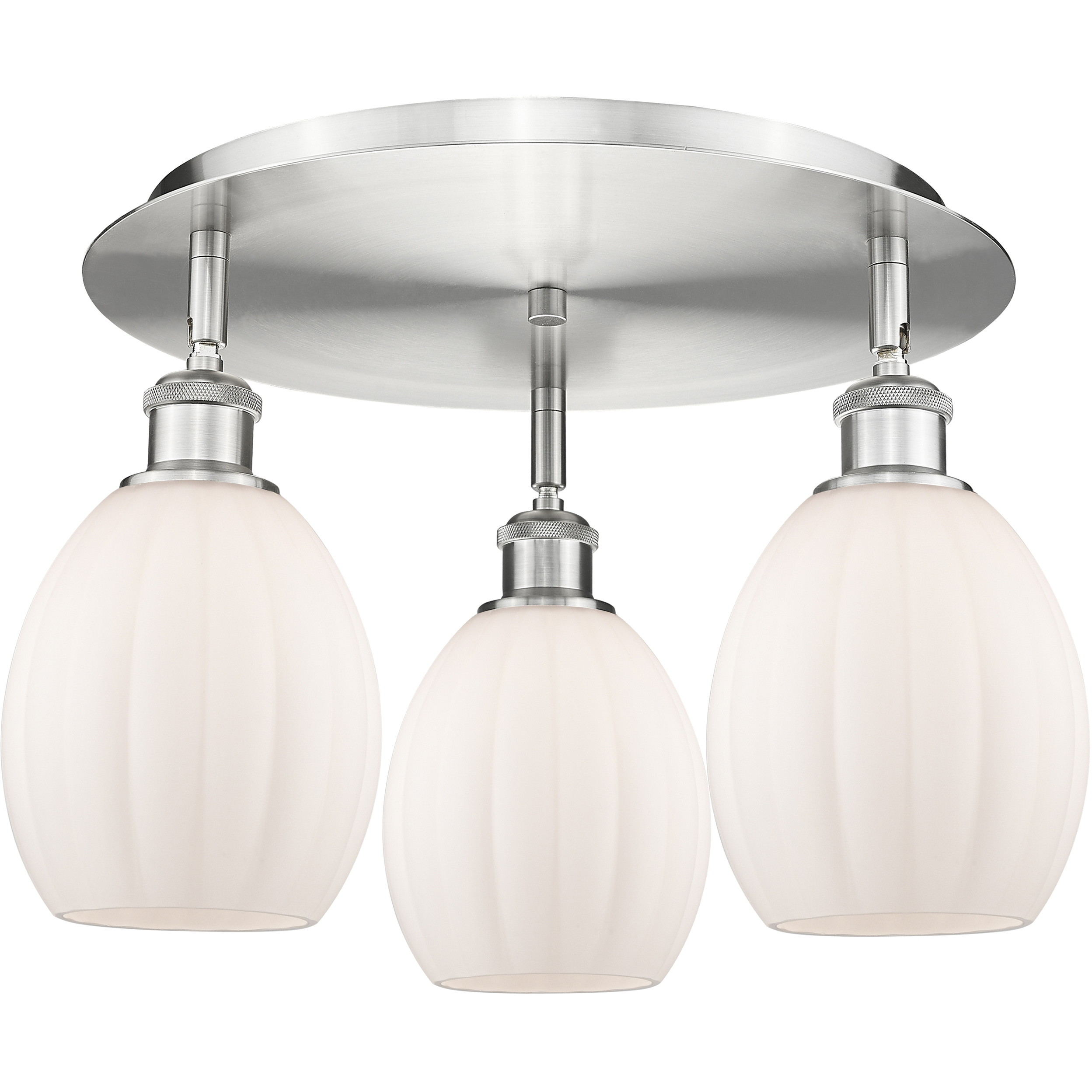 Eaton 3 Light 18.5 inch Satin Nickel Flush Mount Ceiling Light