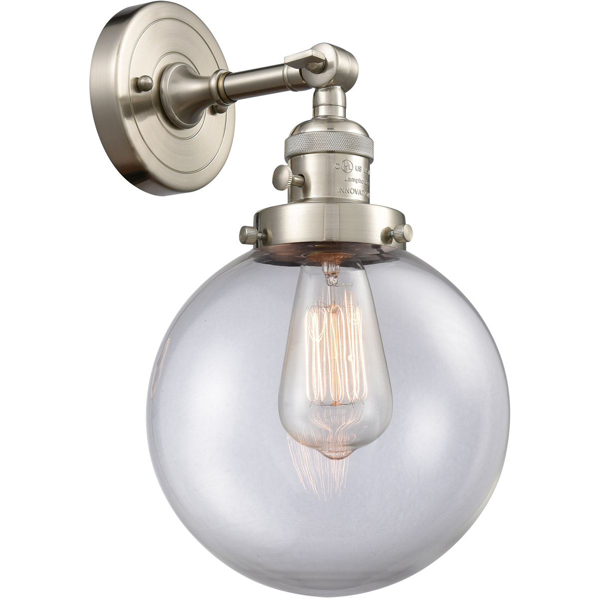 Franklin Restoration Large Beacon LED 8 inch Brushed Satin Nickel Sconce Wall Light, Franklin Restoration