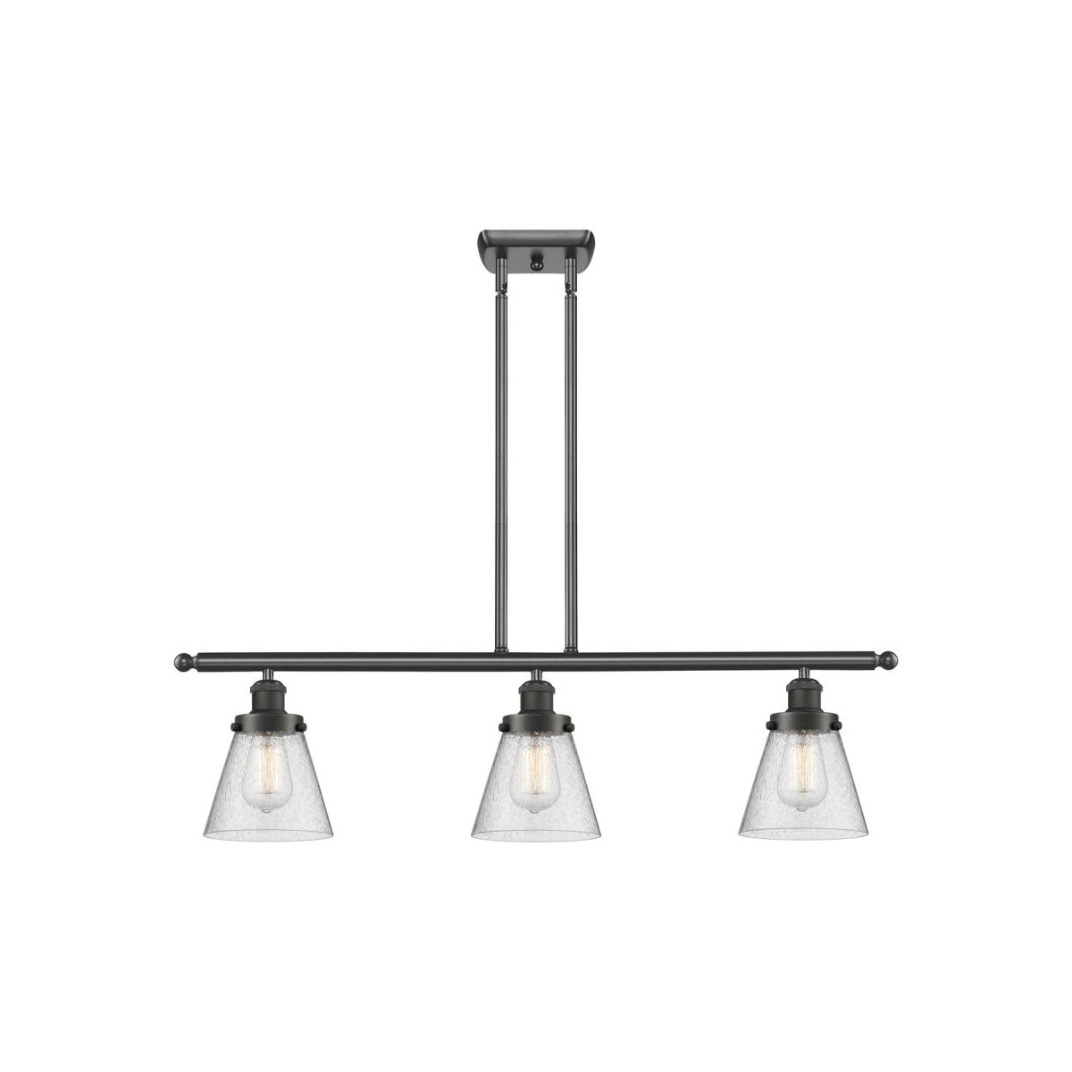 Ballston Small Cone 3 Light 36 inch Oil Rubbed Bronze Island Light Ceiling Light in Seedy Glass, Ballston