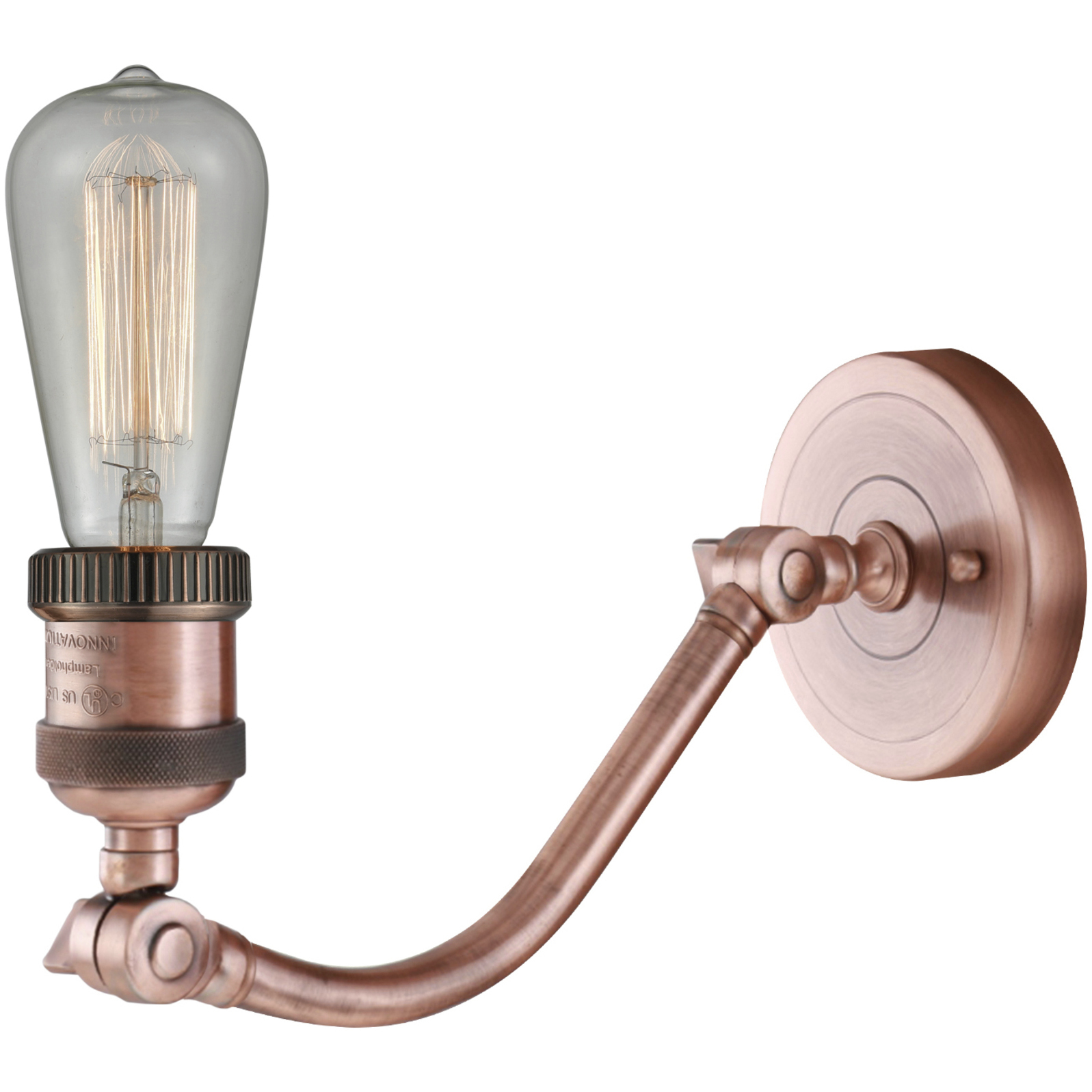 Franklin Restoration Large Bell 1 Light 8 inch Antique Copper Sconce Wall Light in Light Smoke Glass, Franklin Restoration