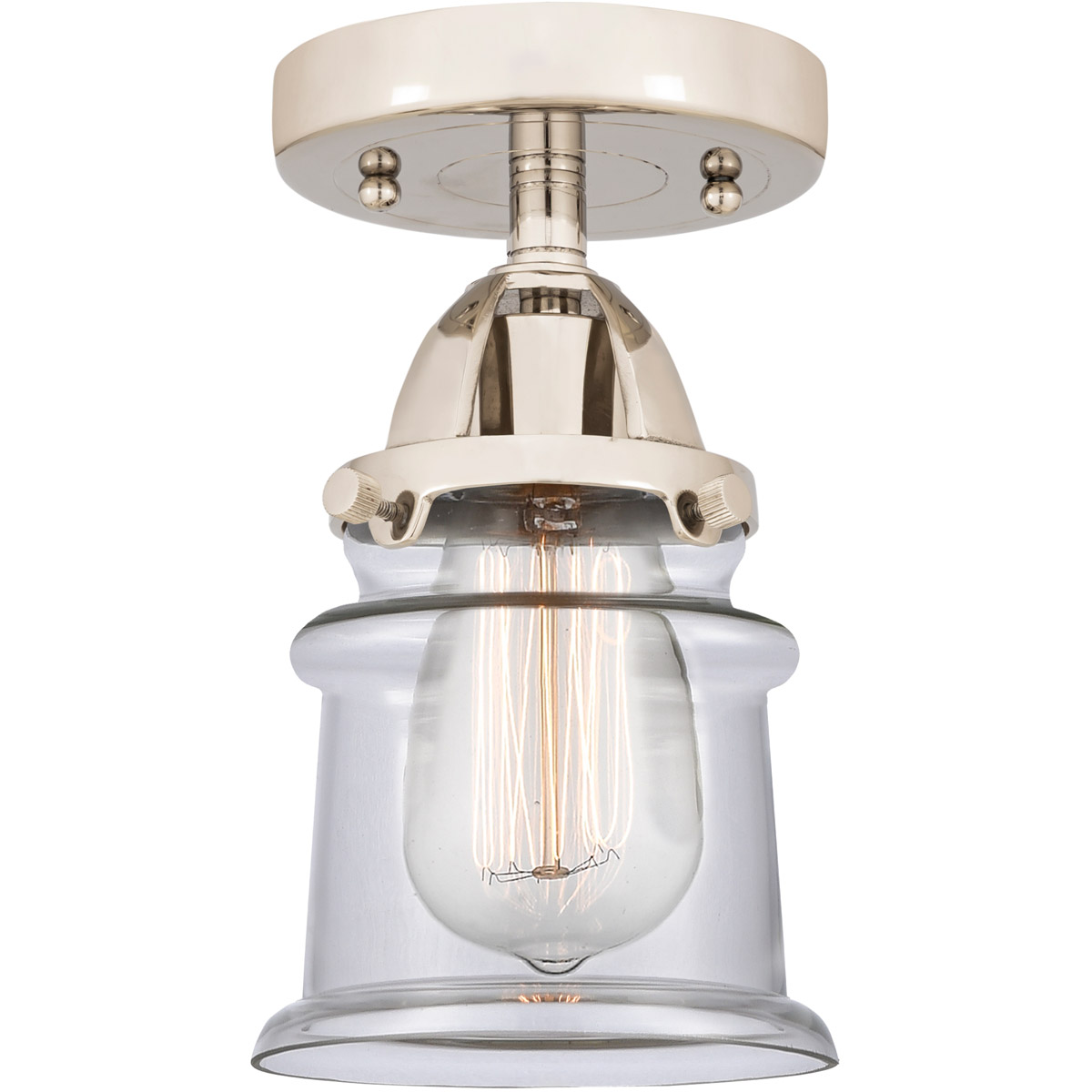 Nouveau 2 Small Canton LED 5.25 inch Polished Nickel Semi-Flush Mount Ceiling Light in Clear Glass