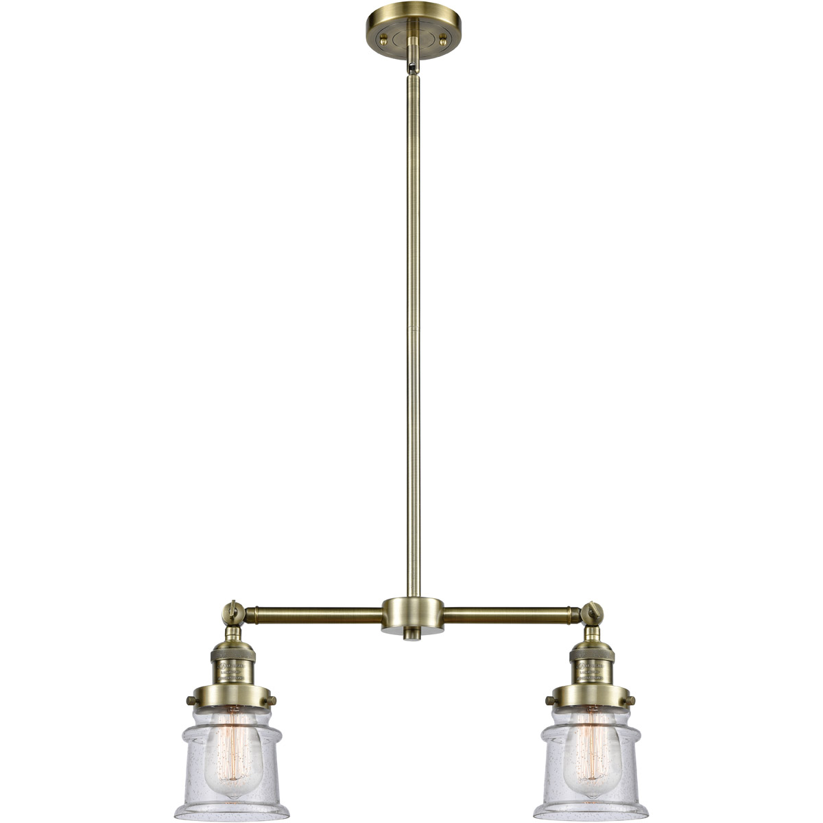 Franklin Restoration Small Canton 2 Light 21 inch Antique Brass Island Light Ceiling Light in Incandescent, Seedy Glass, Franklin Restoration