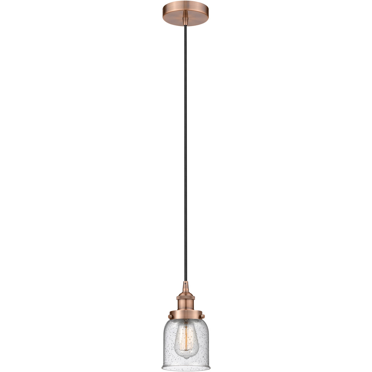 Edison Bell 1 Light 5 inch Antique Copper Mini Pendant Ceiling Light