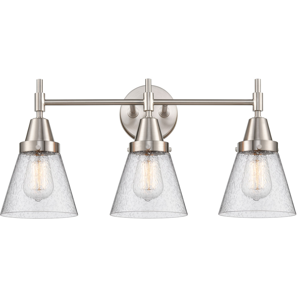 Caden 3 Light 24 inch Satin Nickel Bath Vanity Light Wall Light in Seedy Glass
