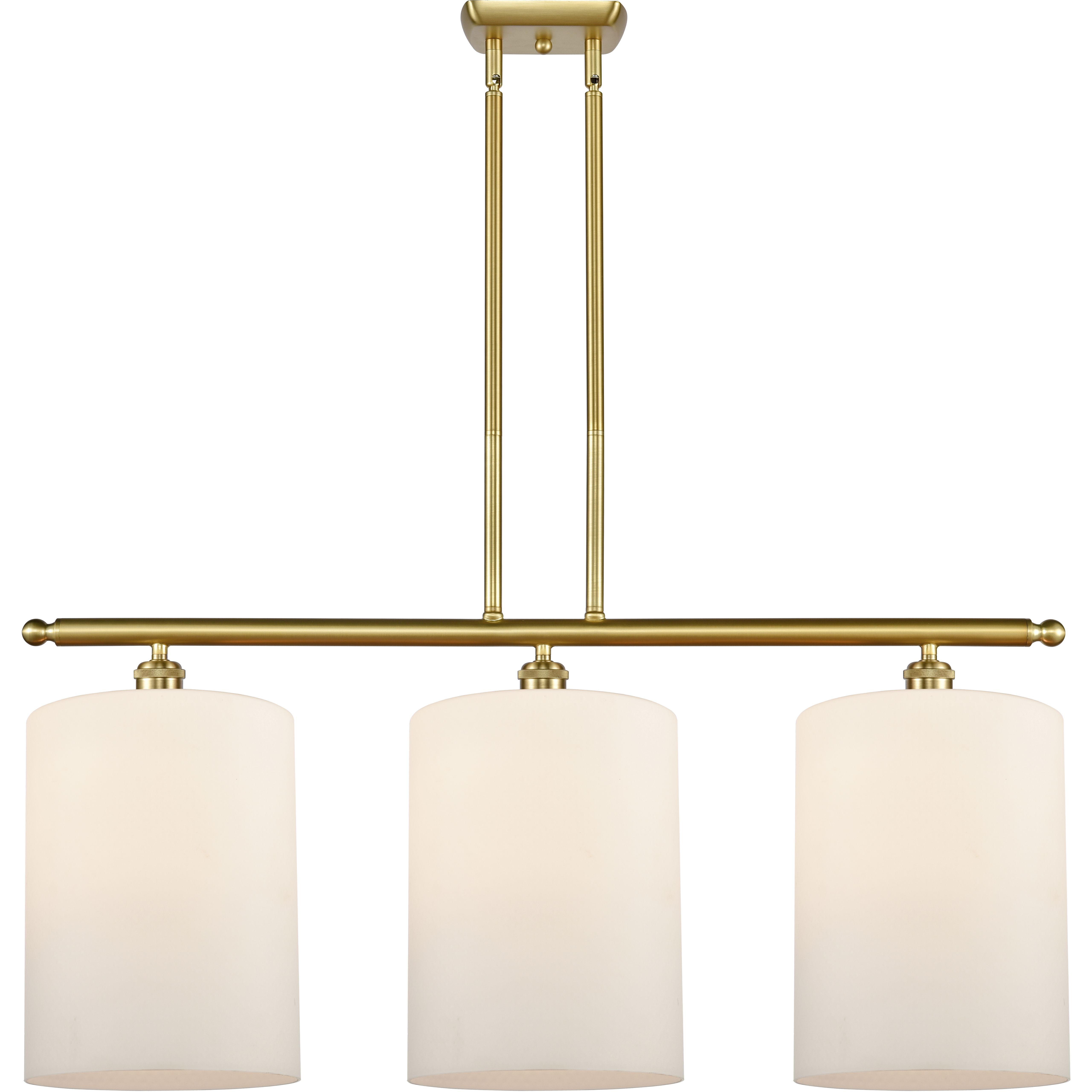 Ballston Cobbleskill 3 Light 36 inch Satin Gold Island Light Ceiling Light in Matte White Glass