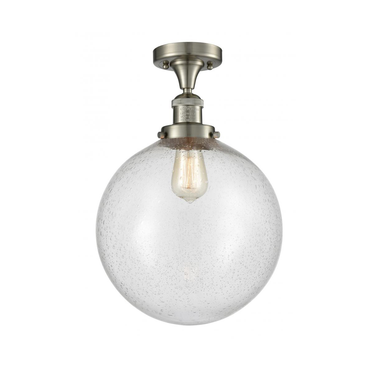 Franklin Restoration XX-Large Beacon LED 12 inch Brushed Satin Nickel Semi-Flush Mount Ceiling Light in Seedy Glass, Franklin Restoration