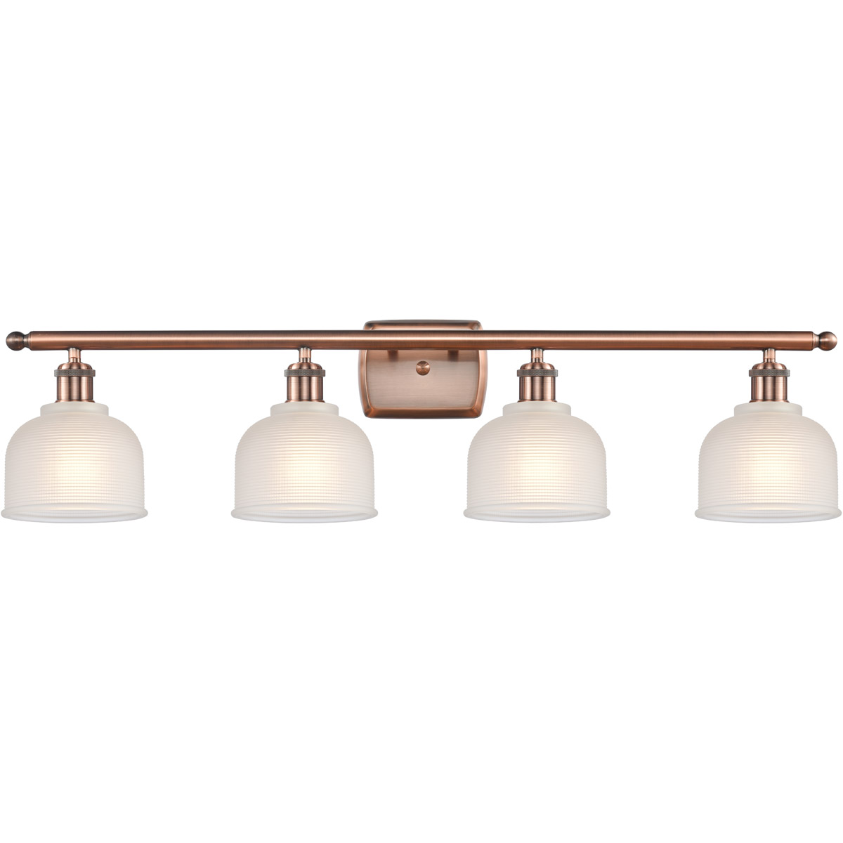 Ballston Dayton 4 Light 36 inch Antique Copper Bath Vanity Light Wall Light in White Glass, Ballston