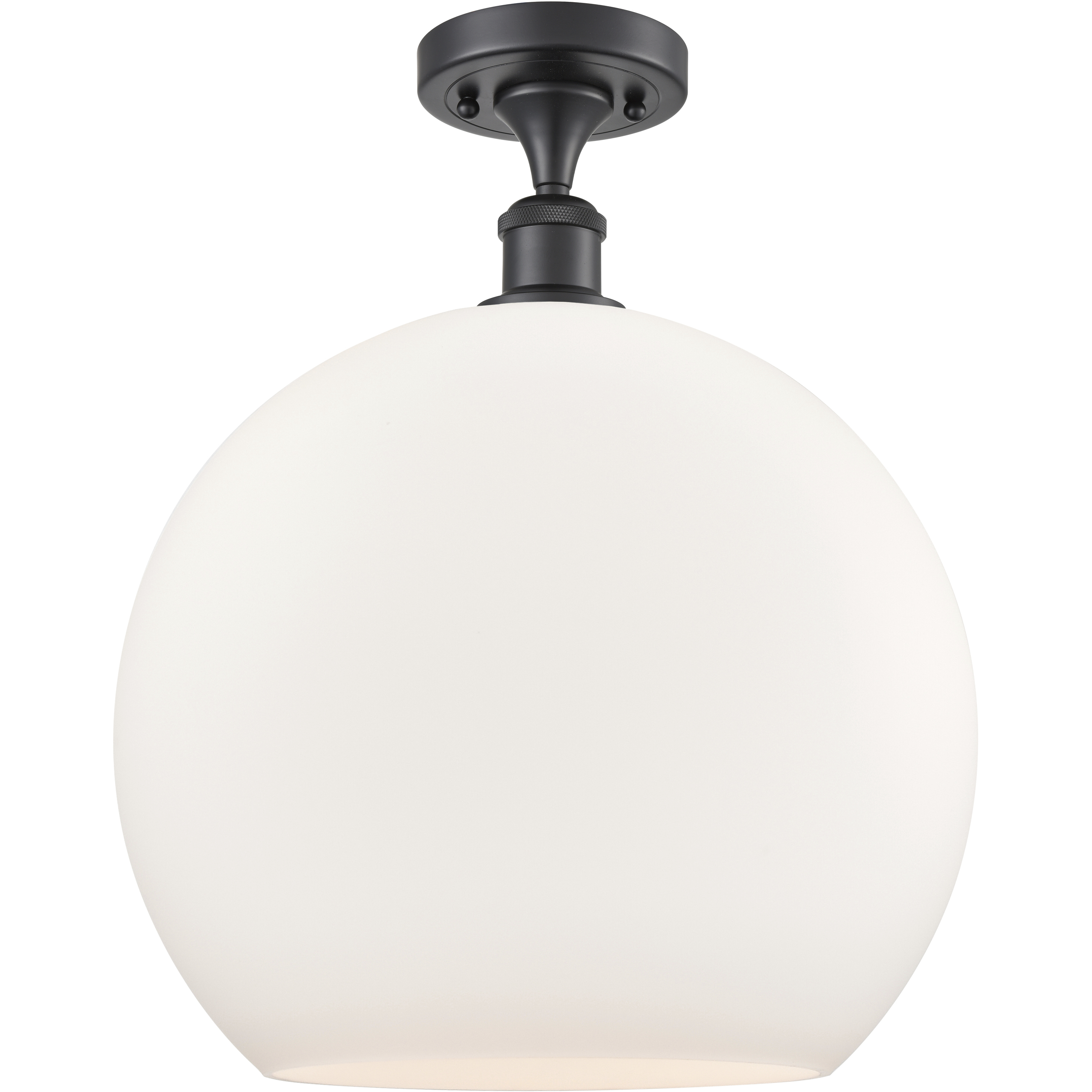 Edison Athens 1 Light 13.75 inch Matte Black Semi-Flush Mount Ceiling Light in Matte White Glass