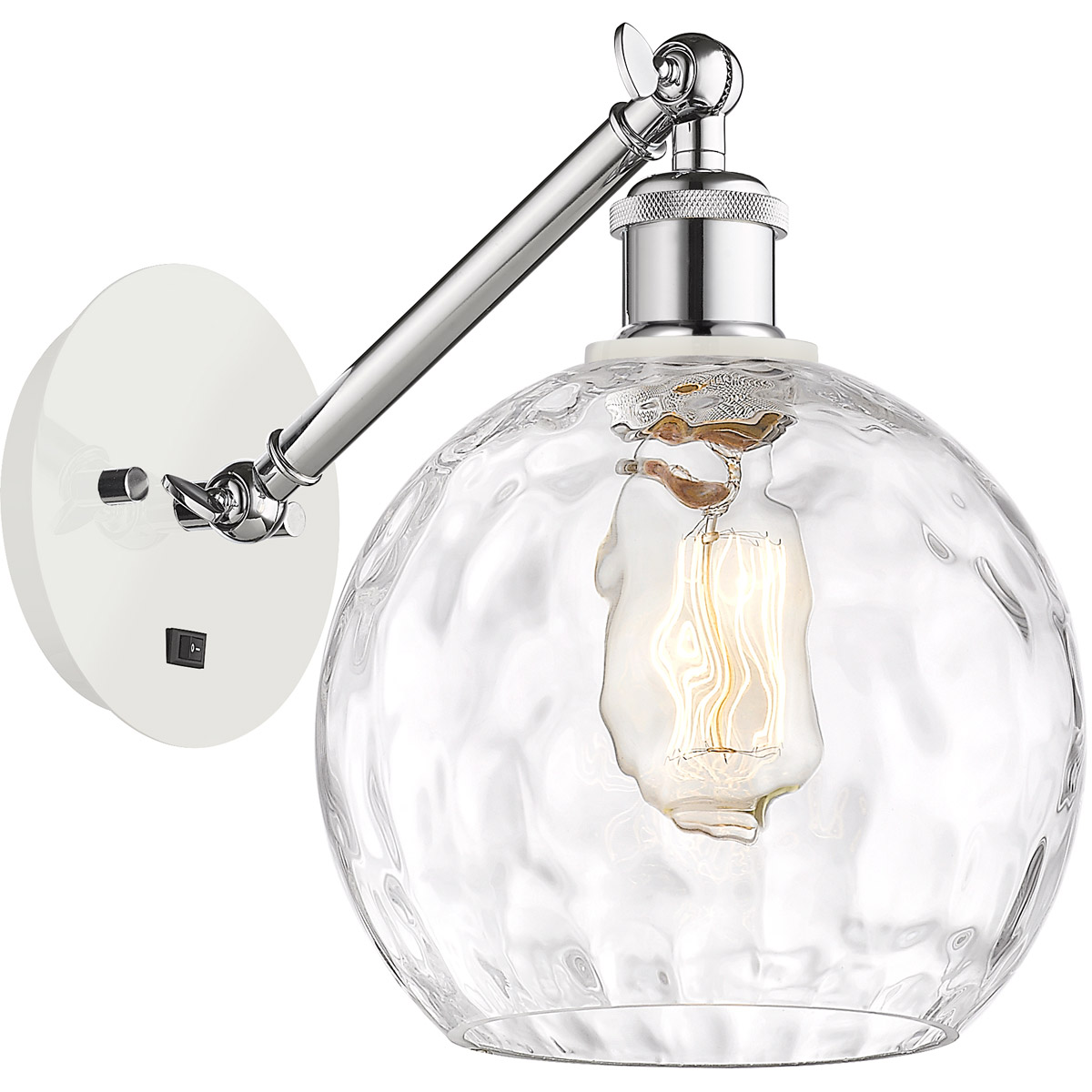 Ballston Athens Water Glass 1 Light 8 inch White and Polished Chrome Sconce Wall Light