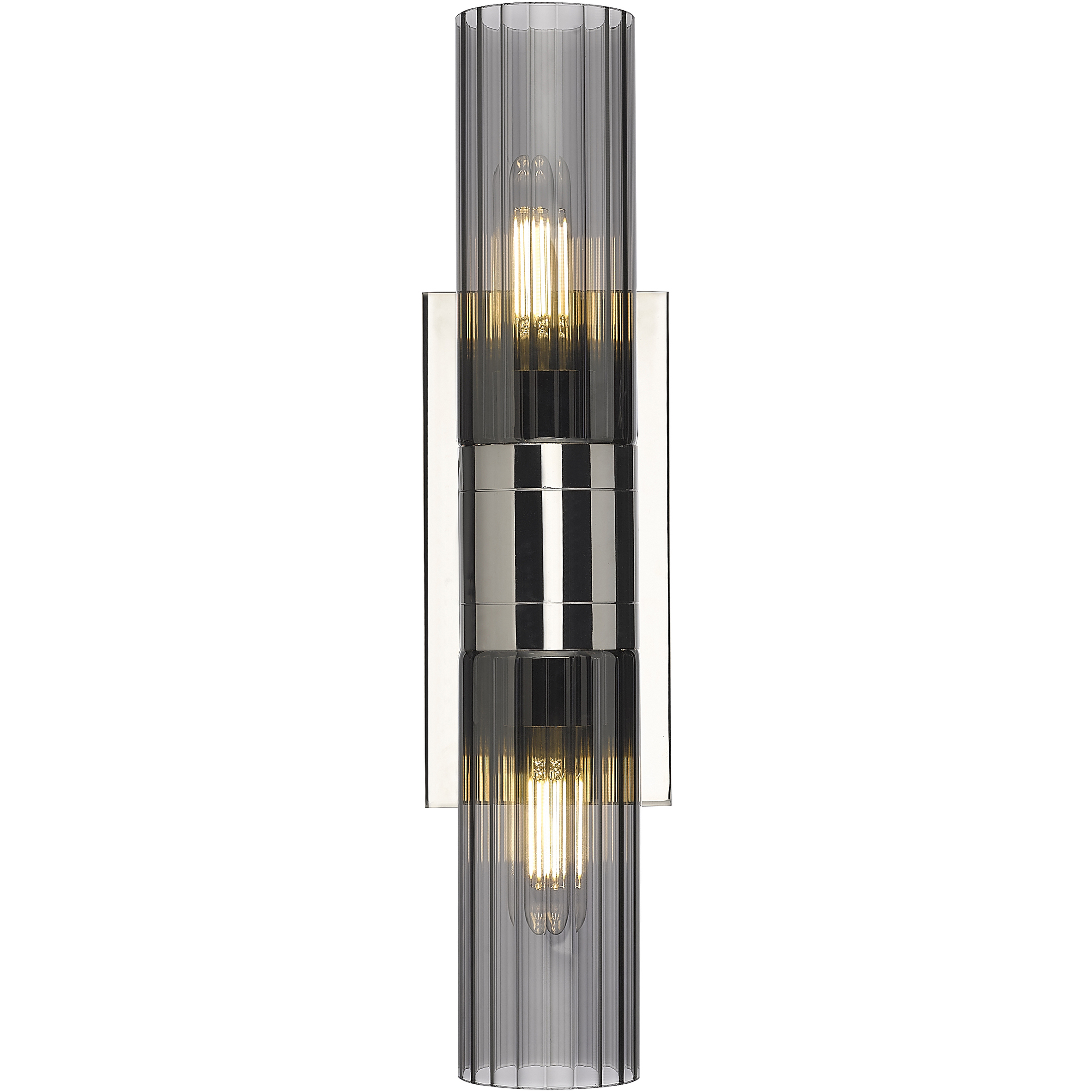 Empire 2 Light 18.5 inch Polished Nickel Bath Vanity Light Wall Light in Light Smoke Glass