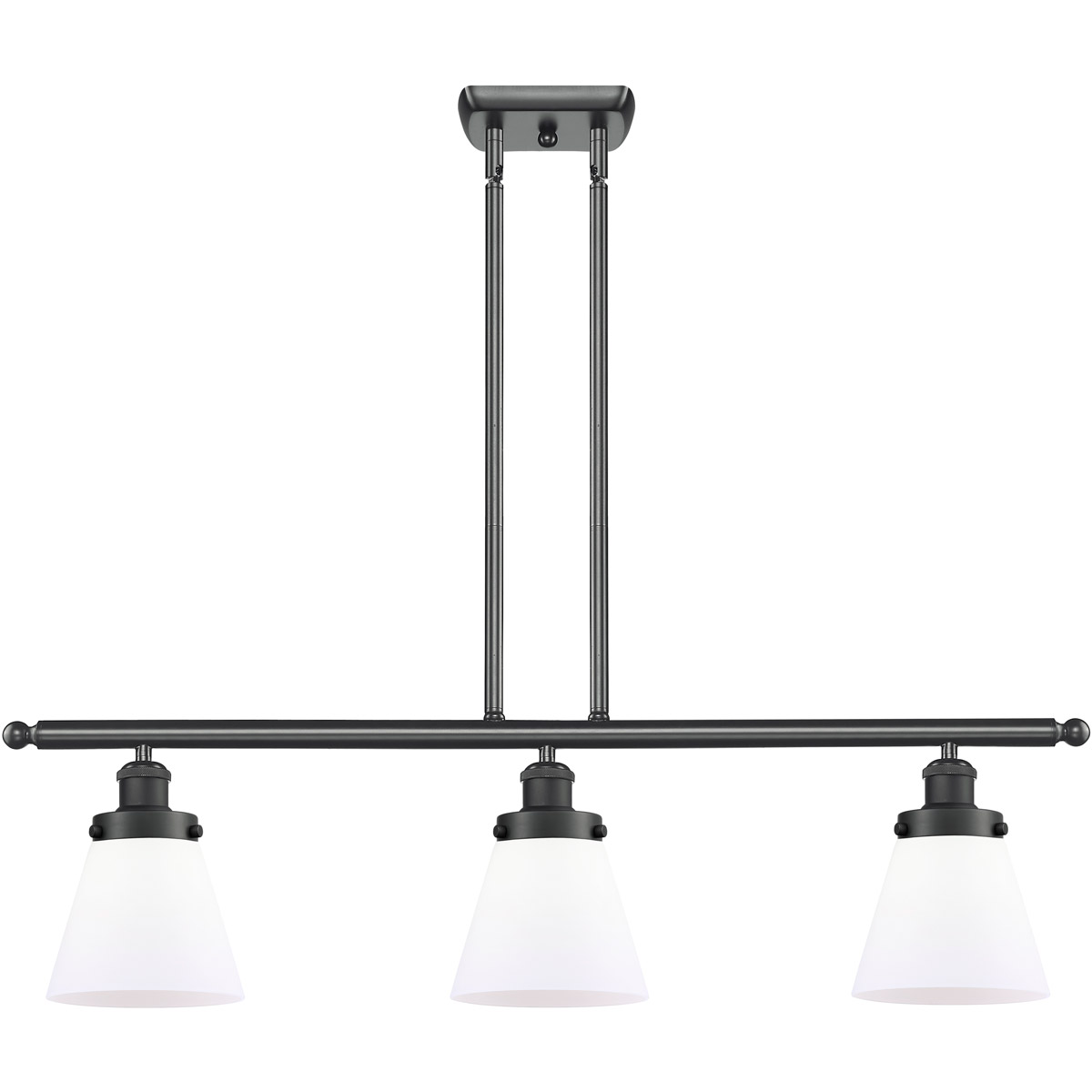 Ballston Small Cone LED 36 inch Matte Black Island Light Ceiling Light in Matte White Glass, Ballston