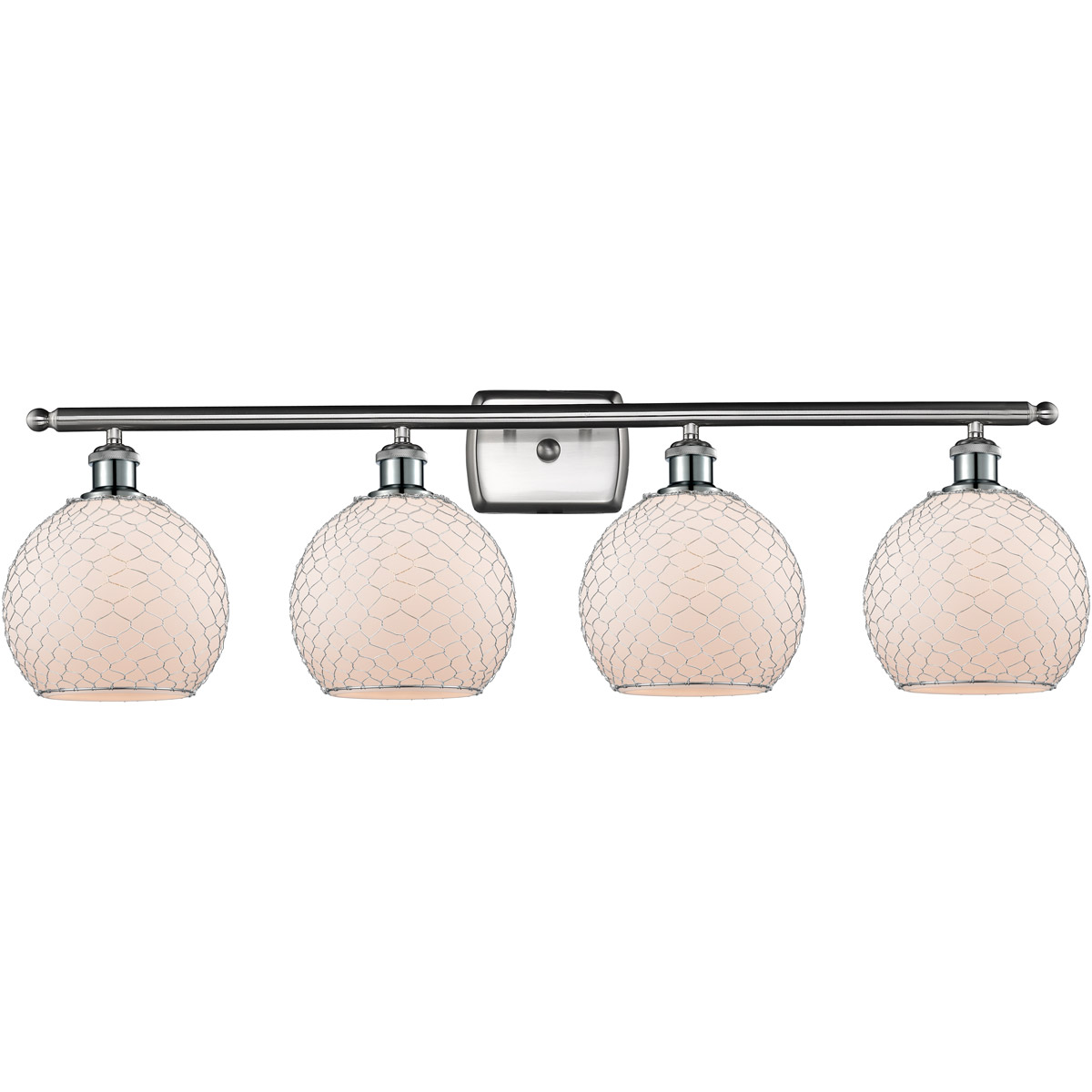 Ballston Farmhouse Chicken Wire 4 Light 36 inch Brushed Satin Nickel Bath Vanity Light Wall Light, Ballston