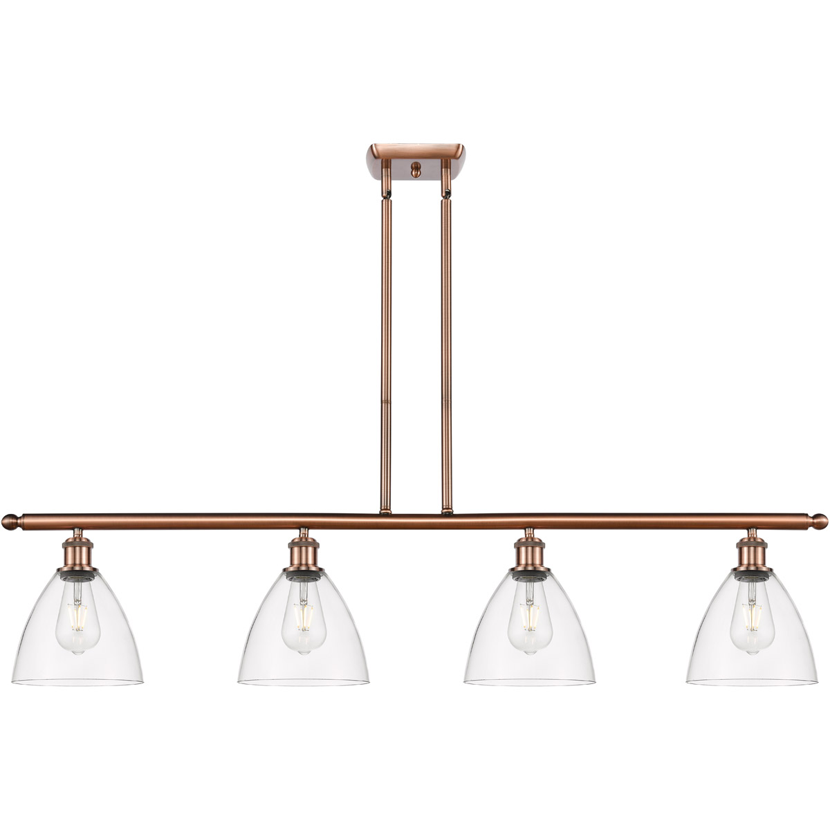 Ballston Ballston Dome 4 Light 48 inch Antique Copper Island Light Ceiling Light in Clear Glass
