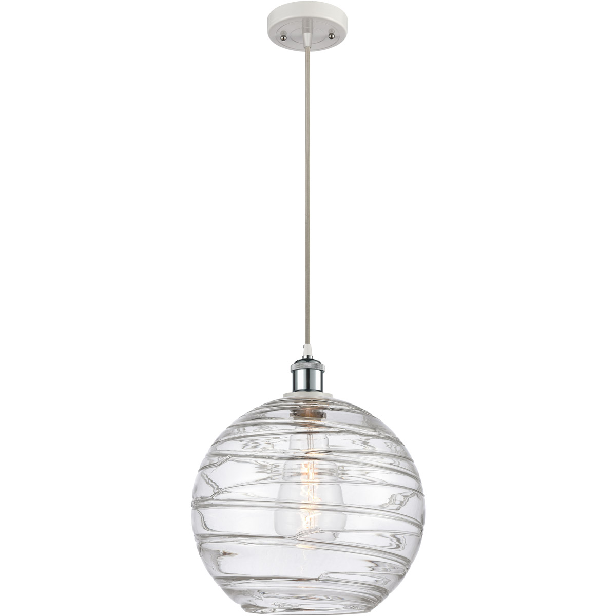 Ballston X-Large Deco Swirl LED 12 inch White and Polished Chrome Mini Pendant Ceiling Light in Silver, Ballston