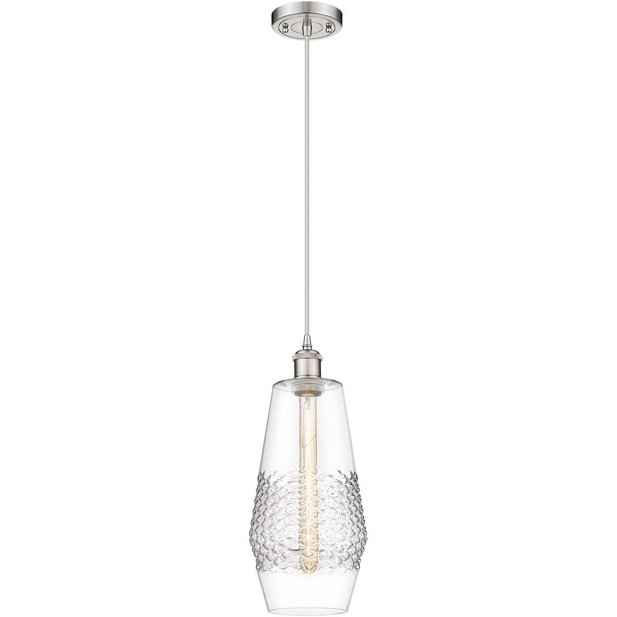 Ballston Windham LED 7 inch Brushed Satin Nickel Mini Pendant Ceiling Light in Clear Glass