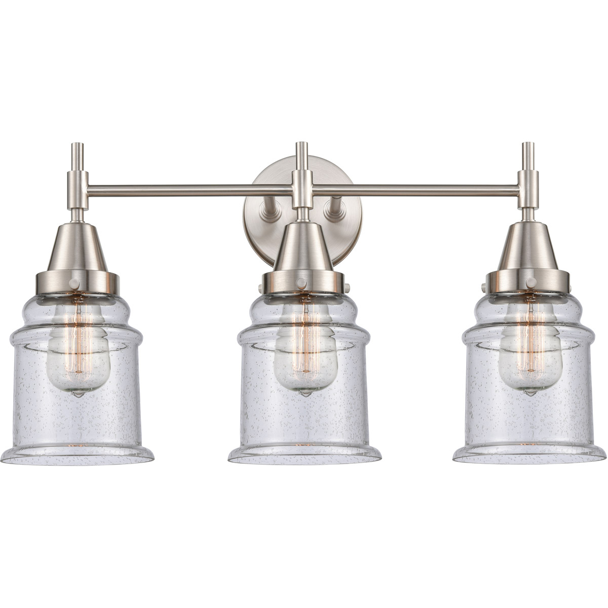 Caden 3 Light 24 inch Satin Nickel Bath Vanity Light Wall Light in Seedy Glass