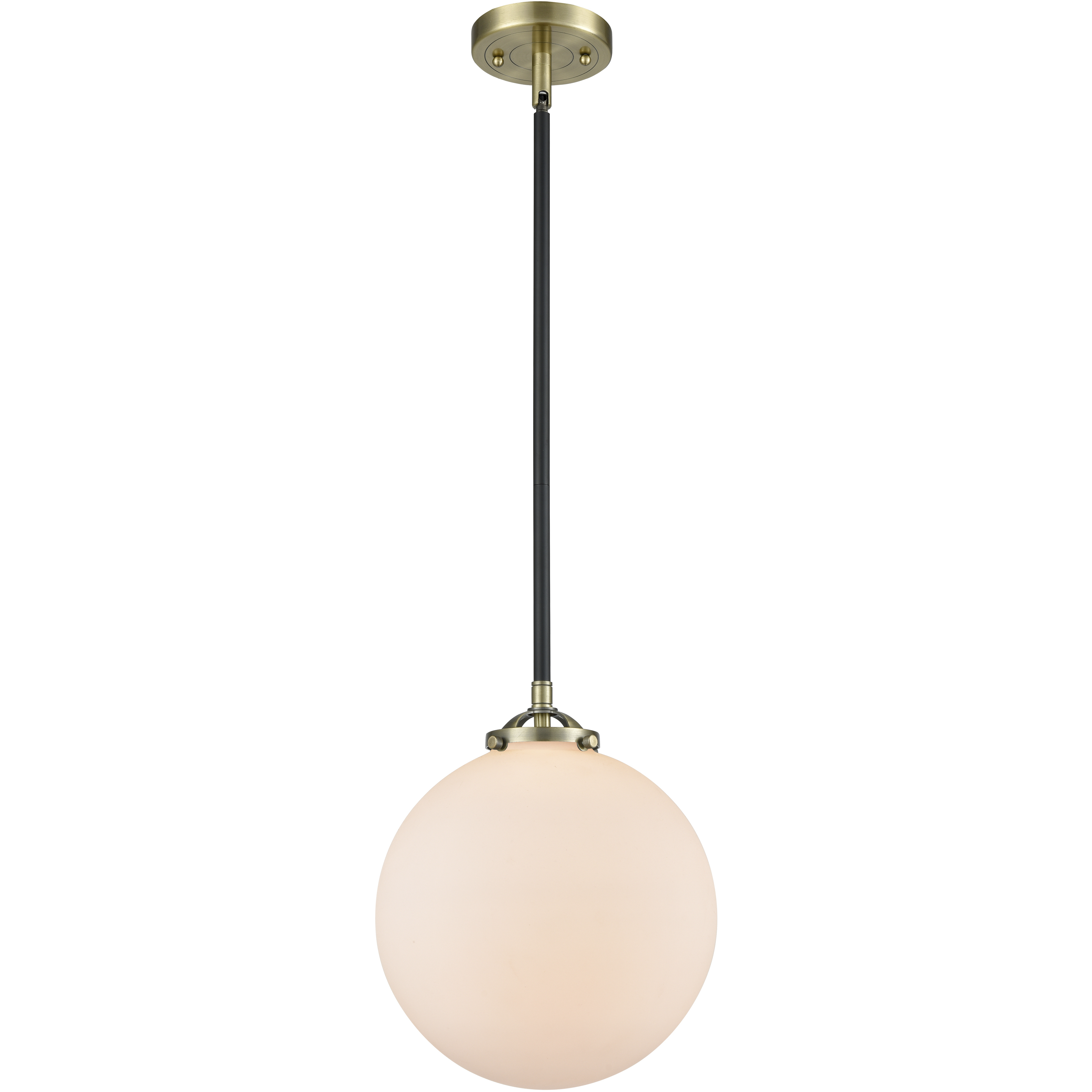 Nouveau Beacon 1 Light 10 inch Black Antique Brass Mini Pendant Ceiling Light in Incandescent, Matte White, Nouveau