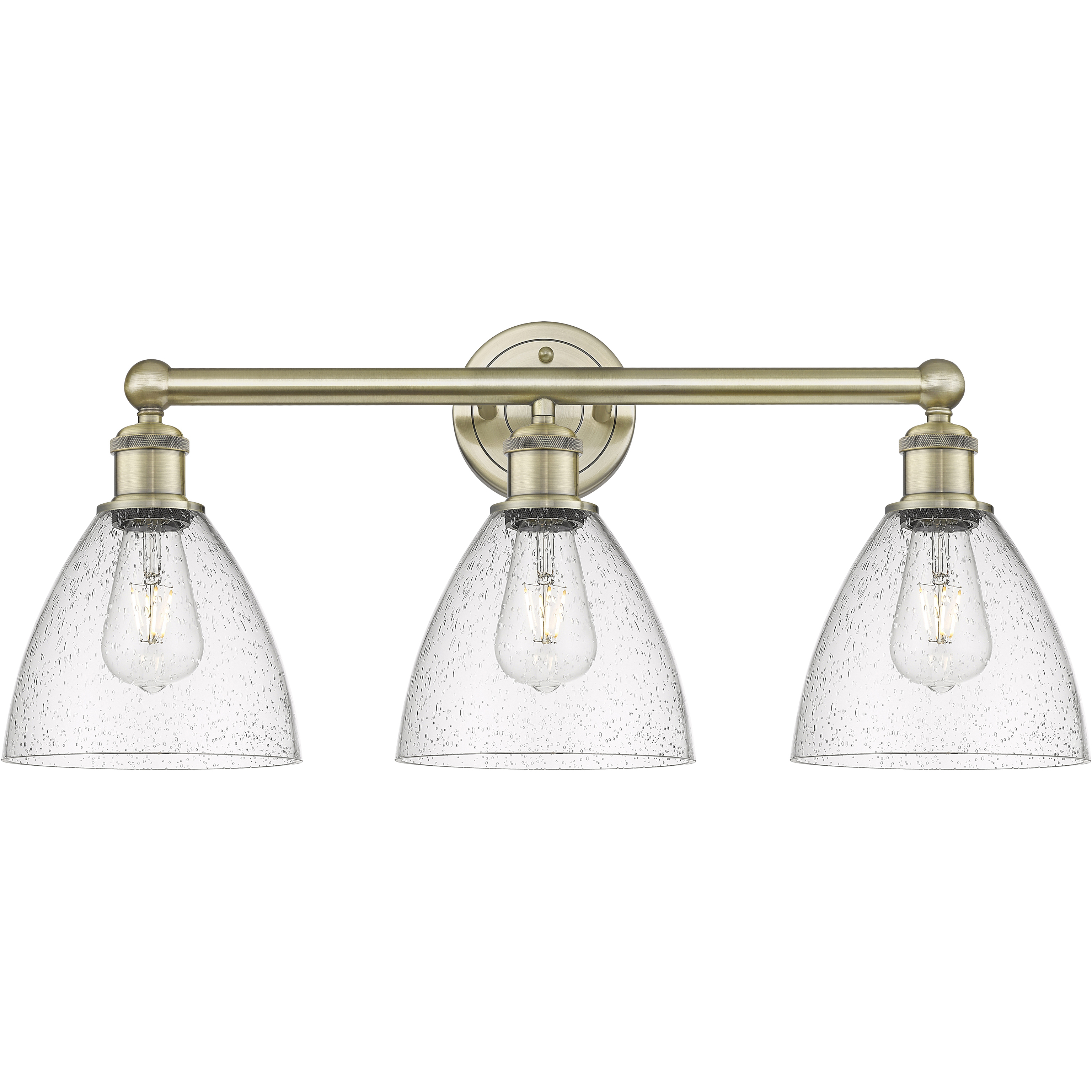Bristol Glass 3 Light 25.5 inch Antique Brass Bath Vanity Light Wall Light in Seedy