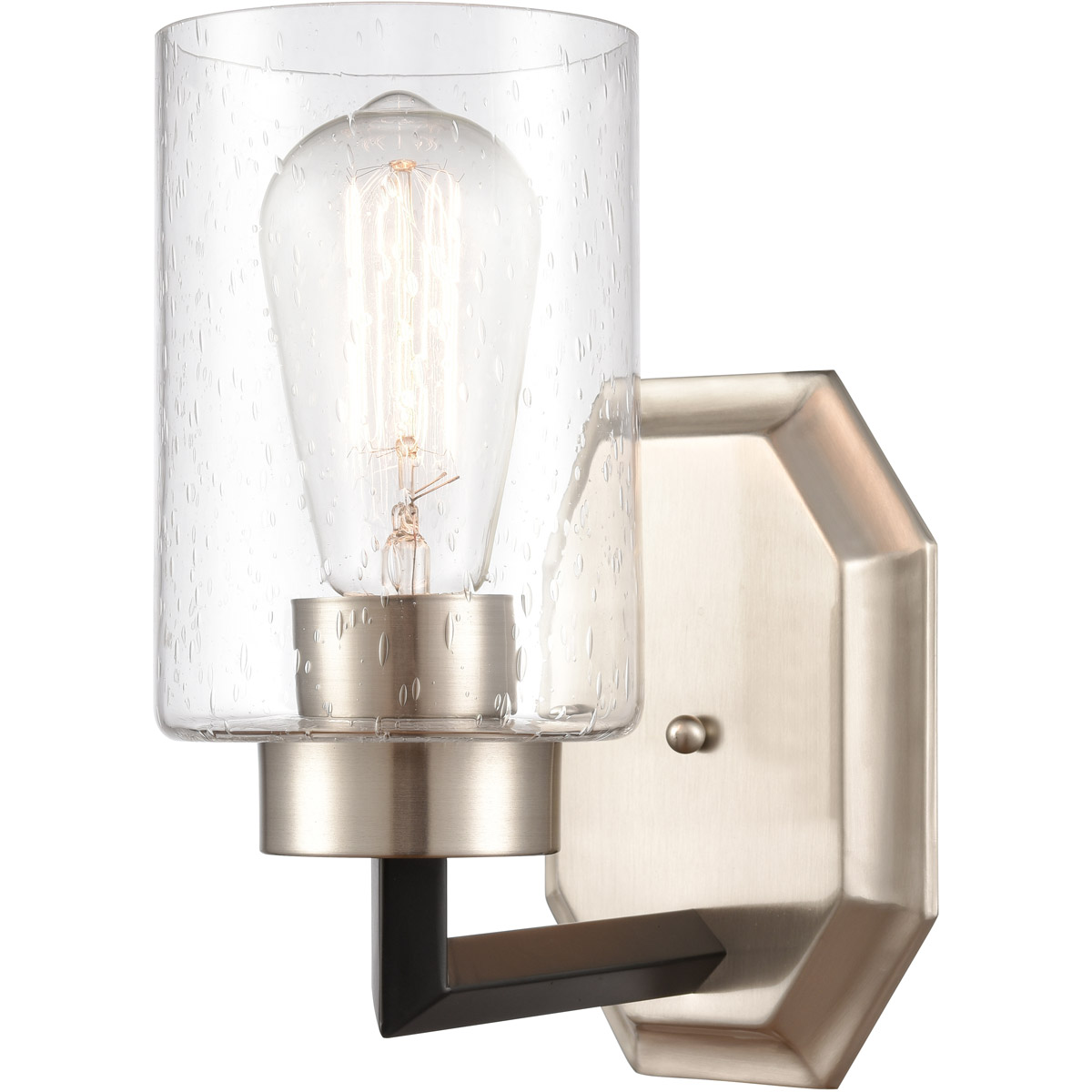Mila LED 4 inch Black Satin Nickel Sconce Wall Light in Seedy Glass