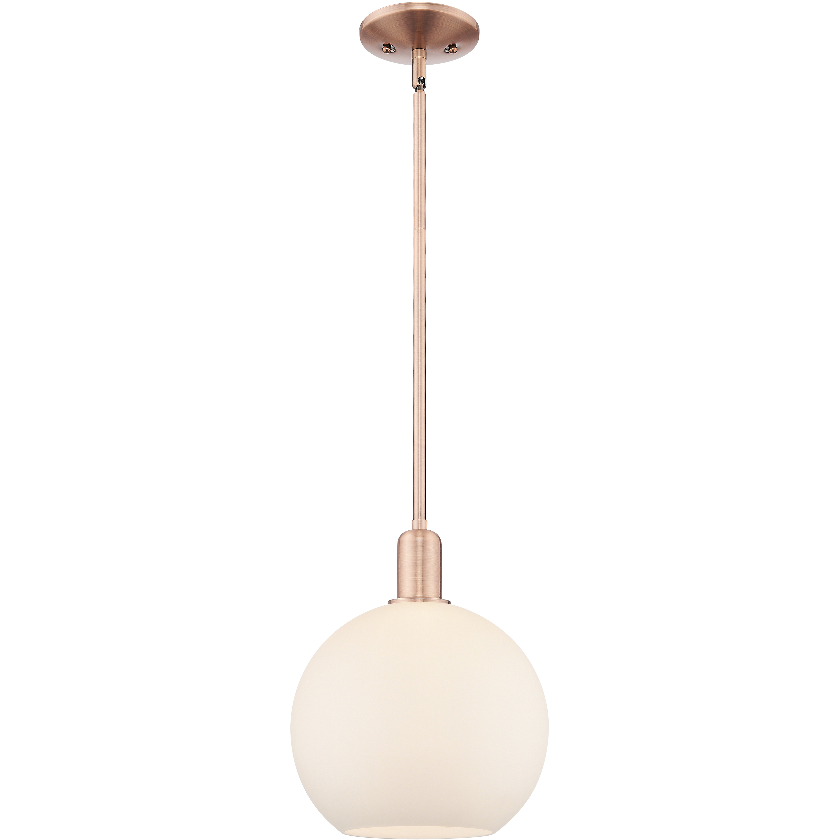 Arcadia Athens 1 Light 10 inch Antique Copper Mini Pendant Ceiling Light in Matte White