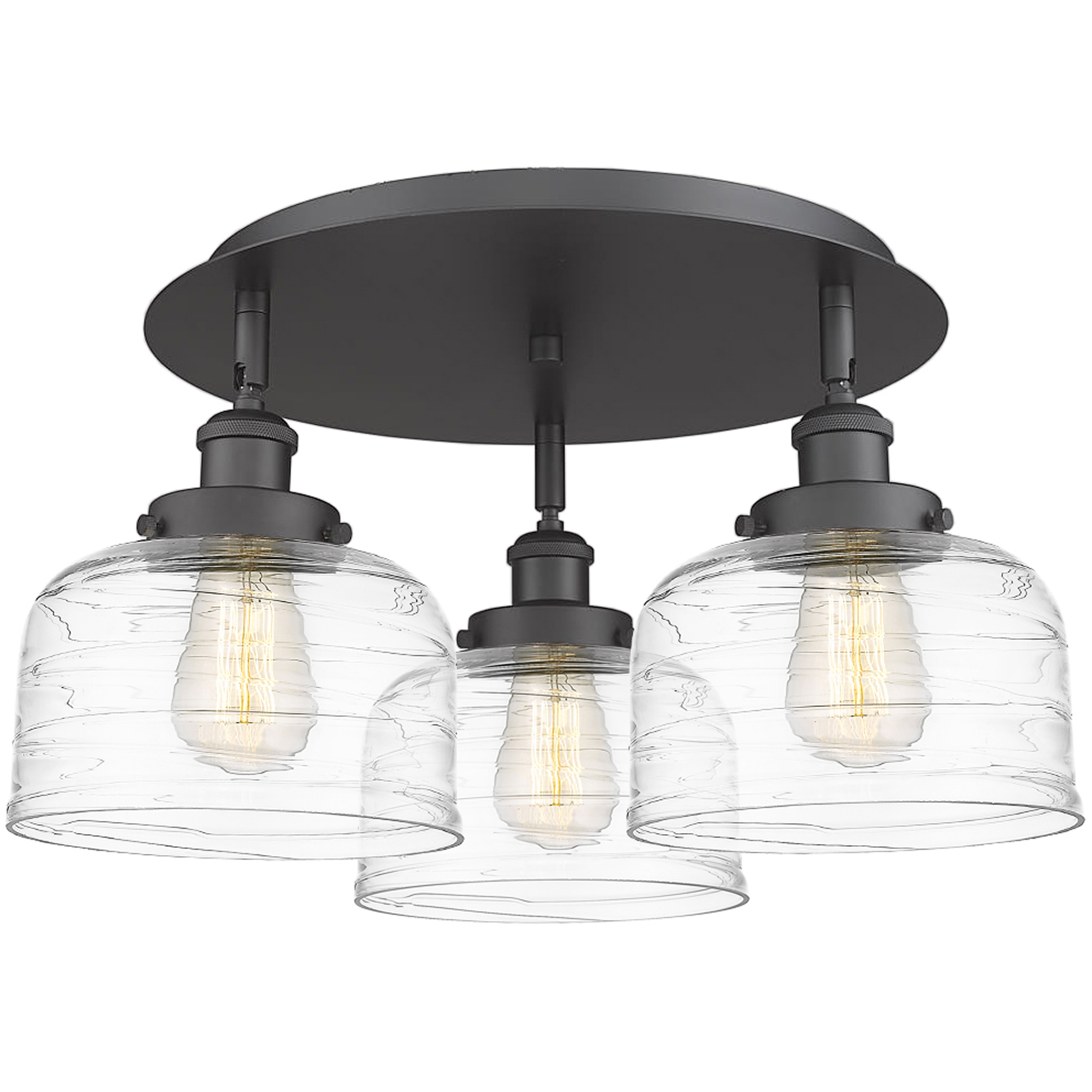 Bell 3 Light 17.5 inch Matte Black Flush Mount Ceiling Light