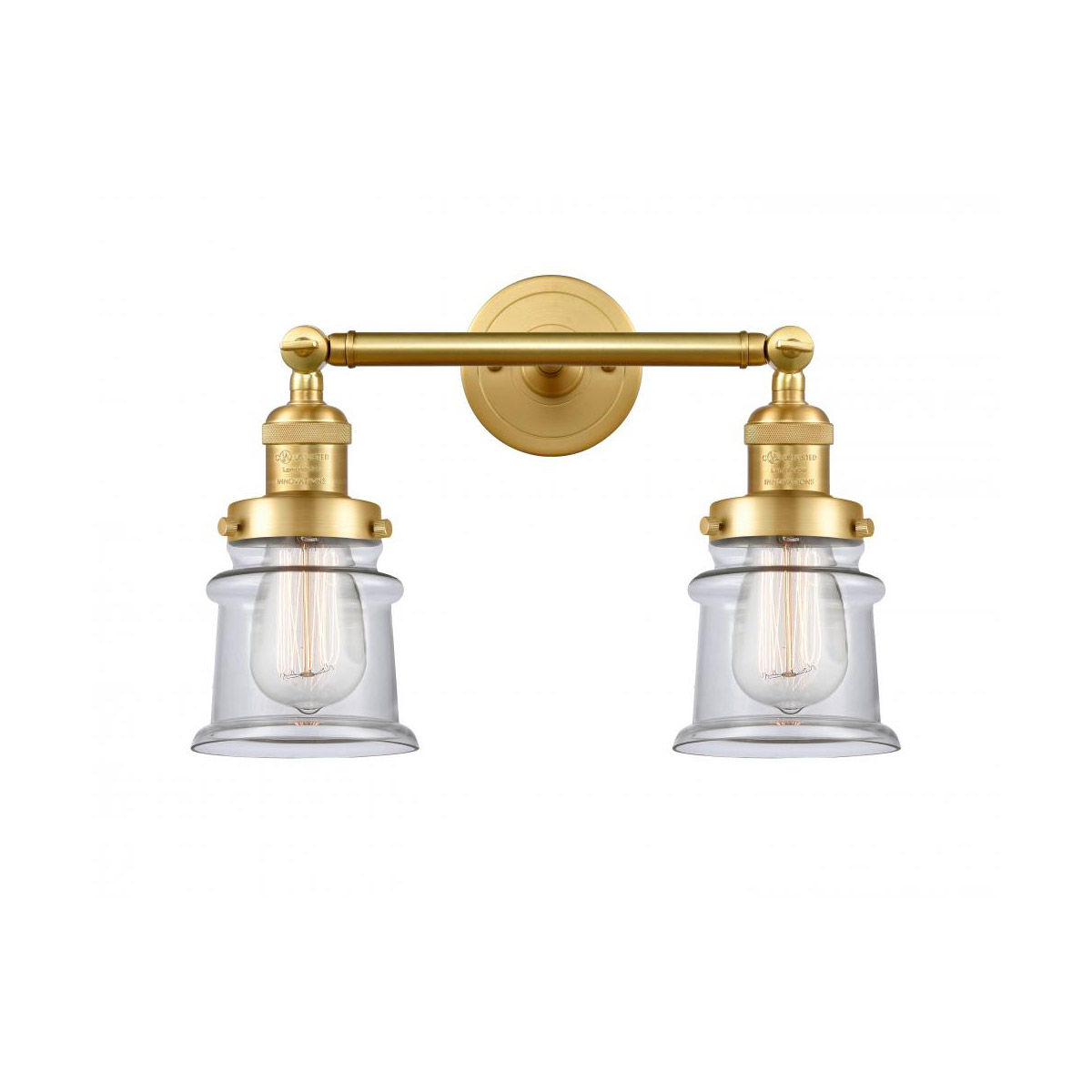 Franklin Restoration Small Canton LED 16.5 inch Satin Gold Bath Vanity Light Wall Light in Clear Glass, Franklin Restoration