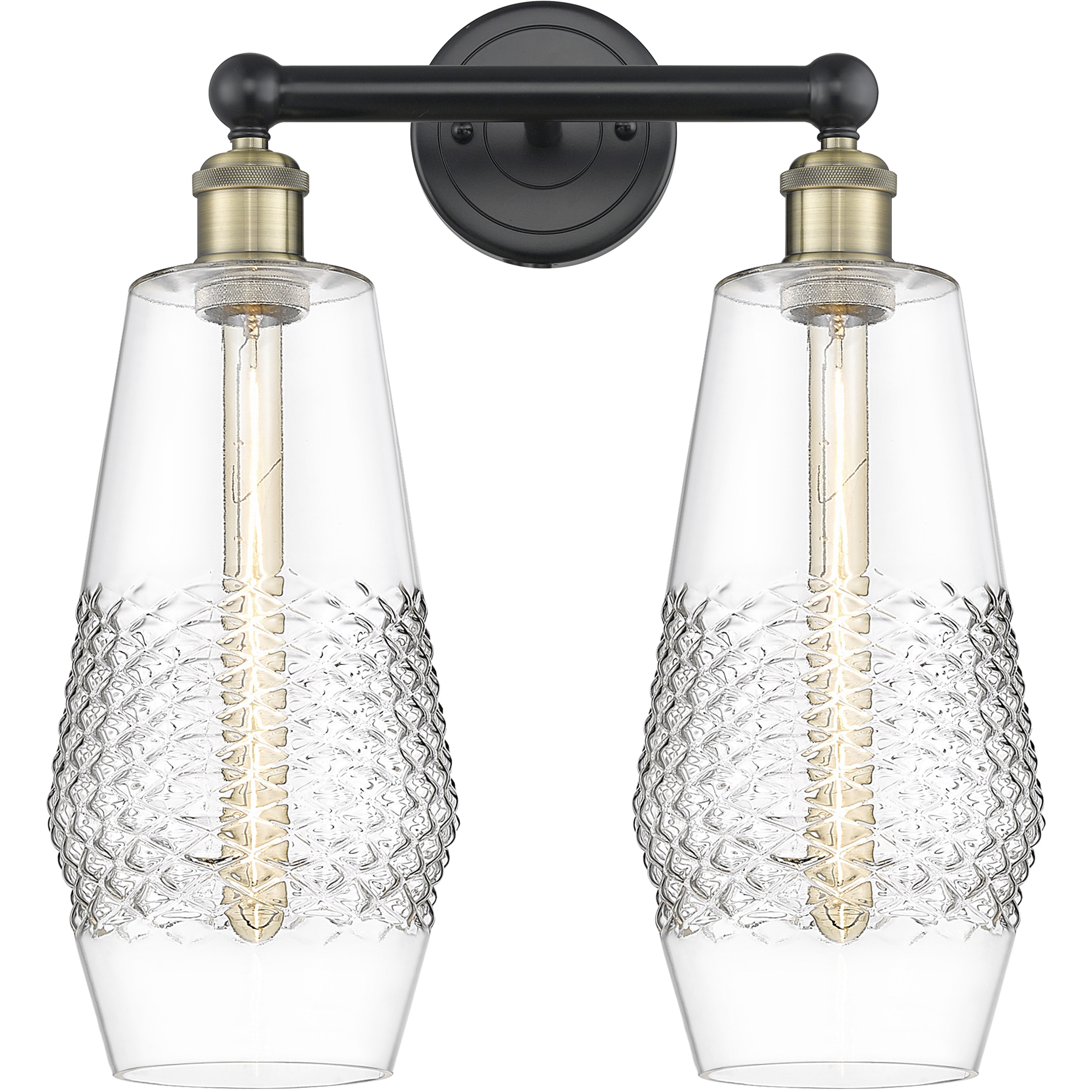 Windham 2 Light 16 inch Black Antique Brass Bath Vanity Light Wall Light