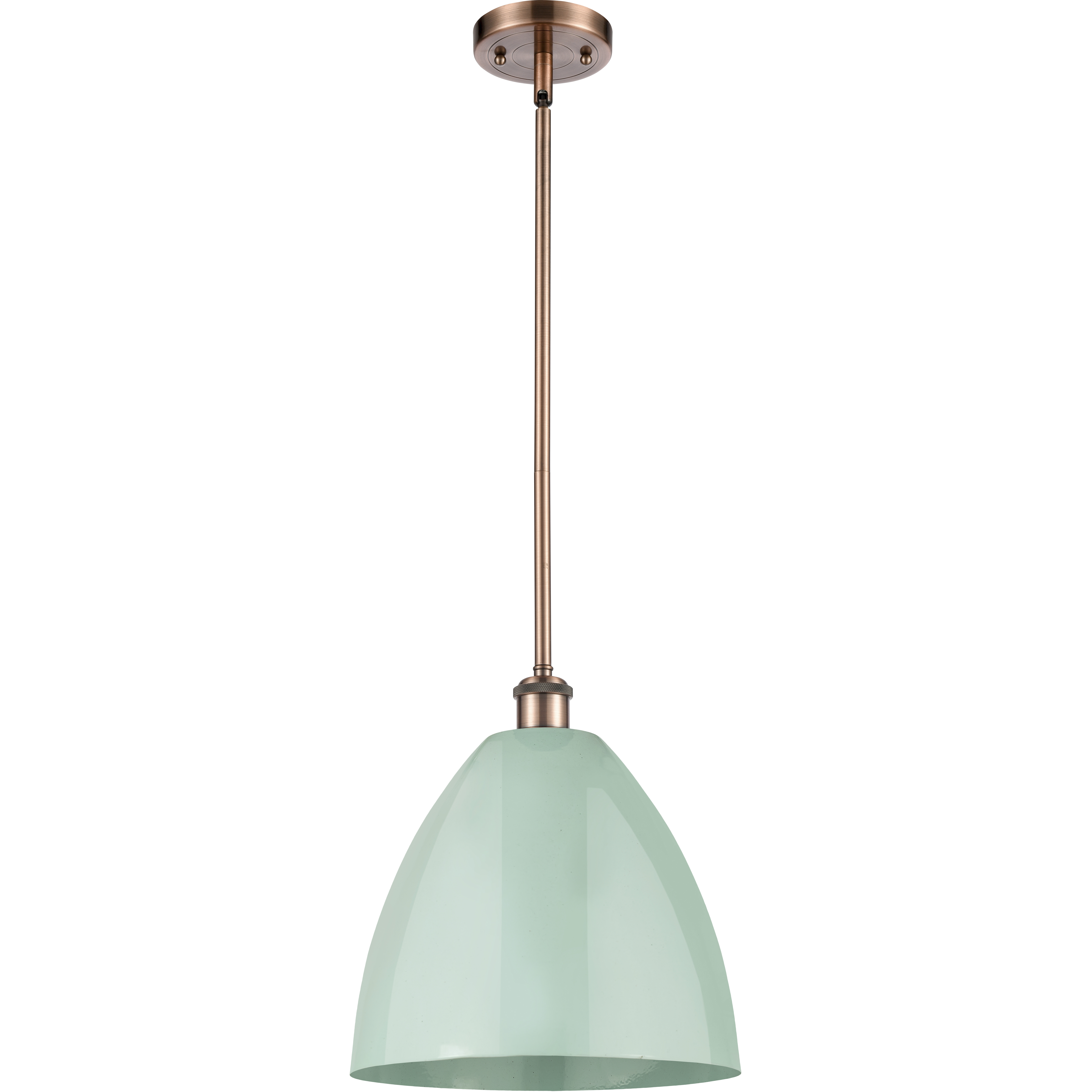Ballston Plymouth Dome LED 12 inch Antique Copper Pendant Ceiling Light in Matte Seafoam