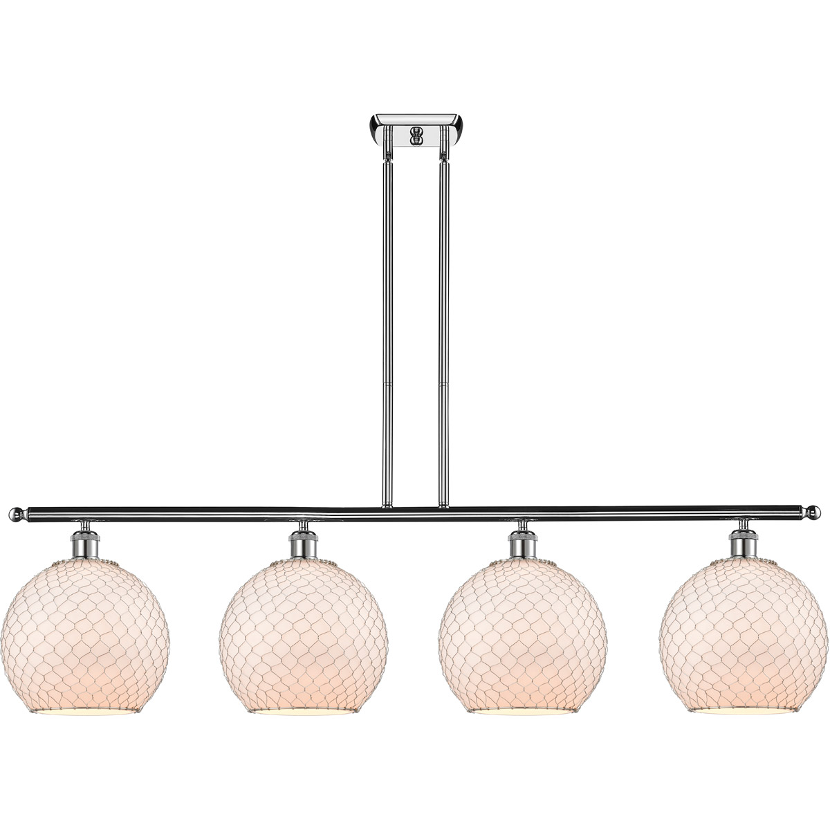 Ballston Large Farmhouse Chicken Wire 4 Light 48 inch Polished Chrome Island Light Ceiling Light, Ballston