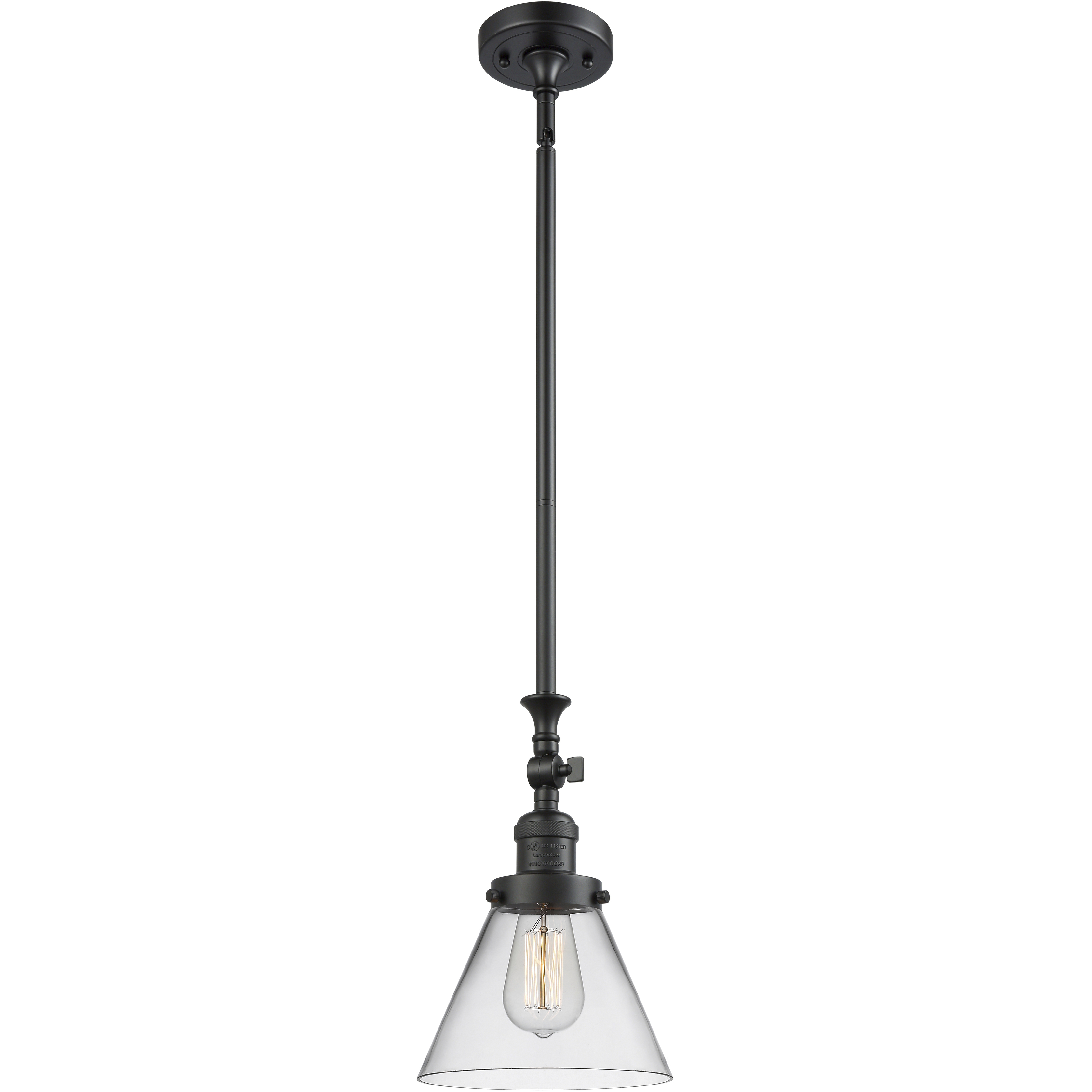 Franklin Restoration Cone LED 8 inch Matte Black Mini Pendant Ceiling Light in Clear, Franklin Restoration