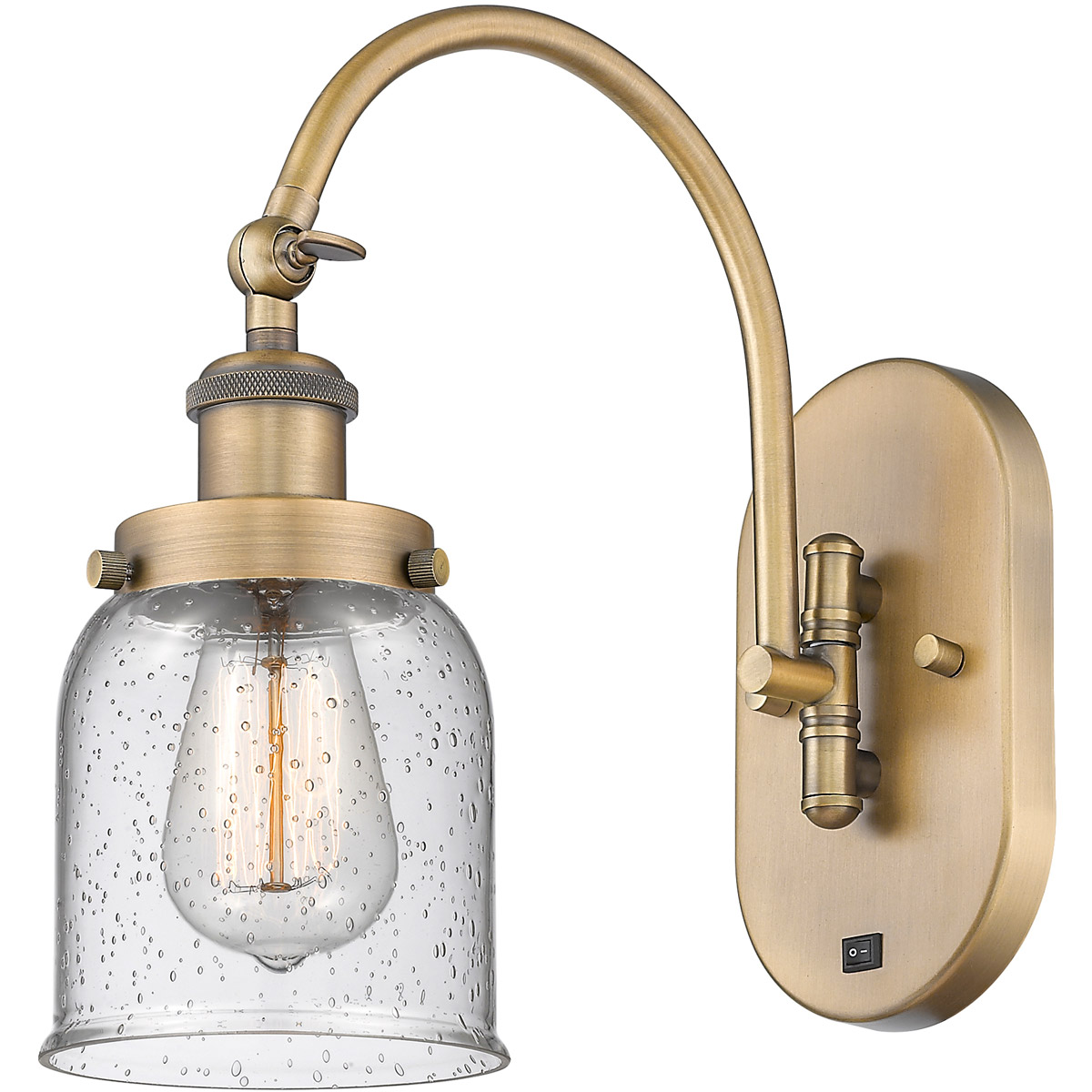 Franklin Restoration Bell LED 5 inch Brushed Brass Sconce Wall Light in Seedy Glass