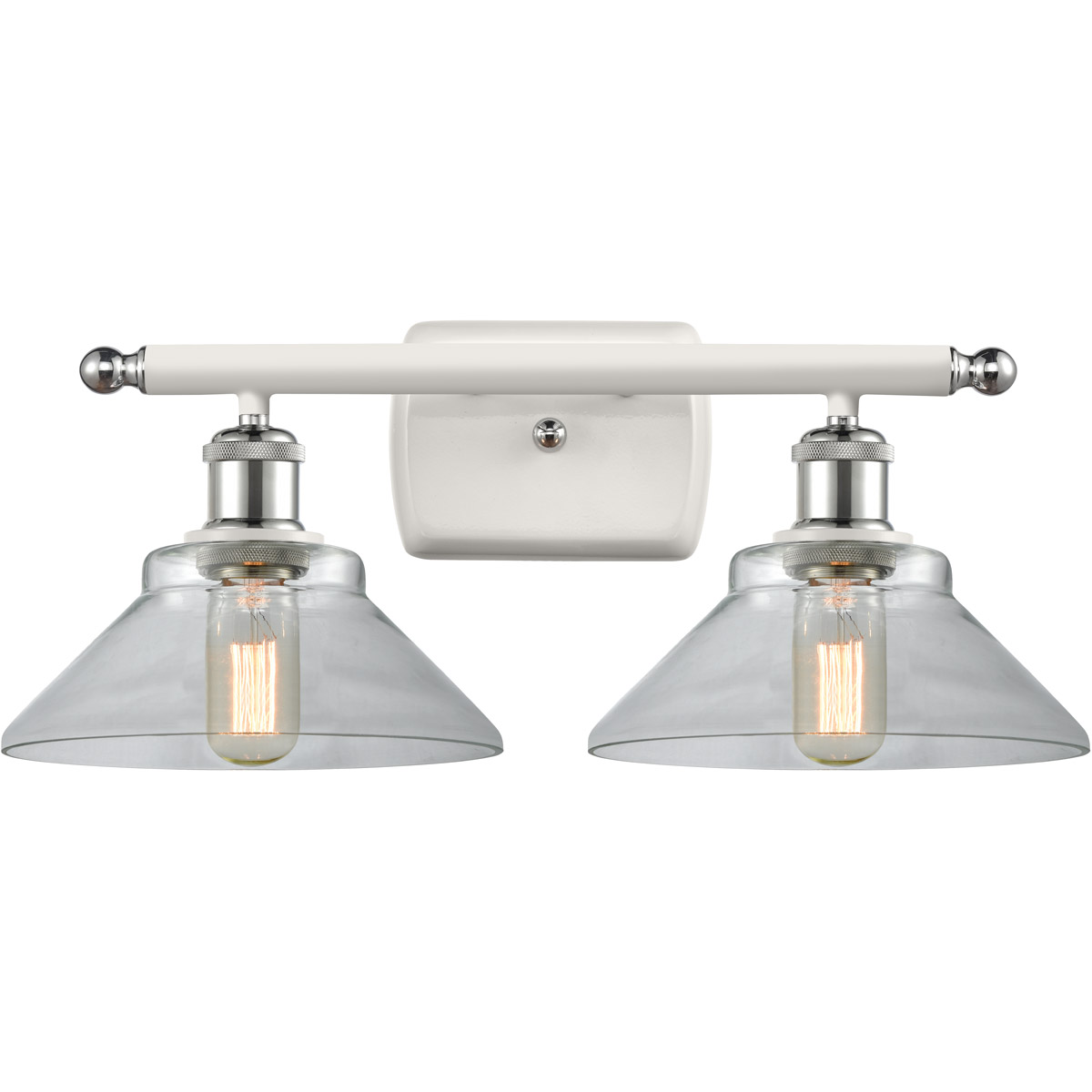 Ballston Orwell 2 Light 18 inch White and Polished Chrome Bath Vanity Light Wall Light in Clear Glass, Ballston